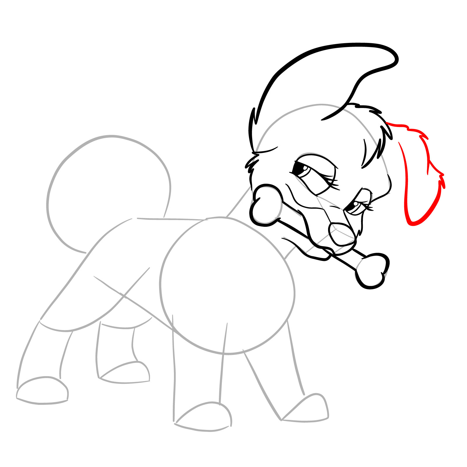 How to draw Angel from Lady and the Tramp - step 15