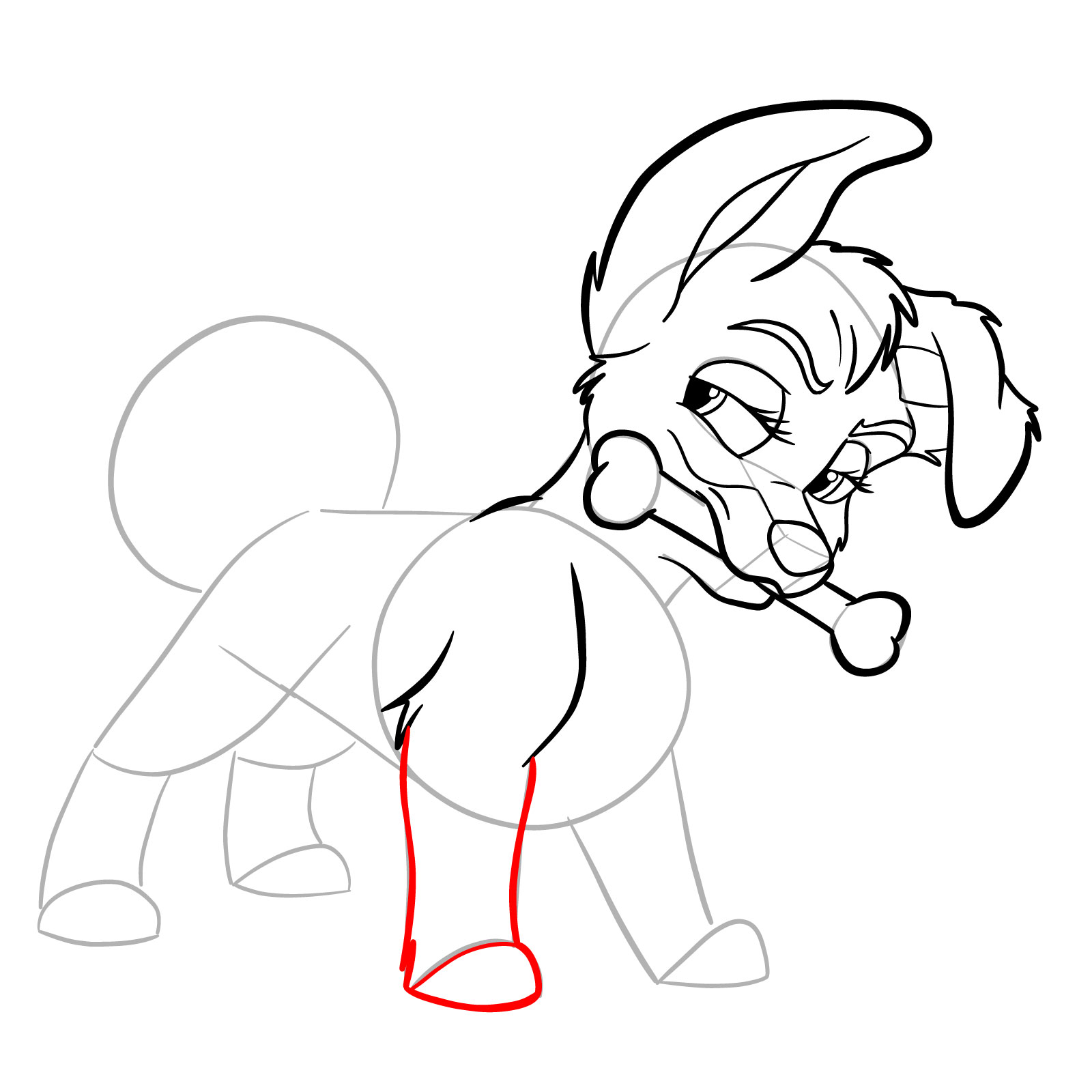 How to draw Angel from Lady and the Tramp - step 19