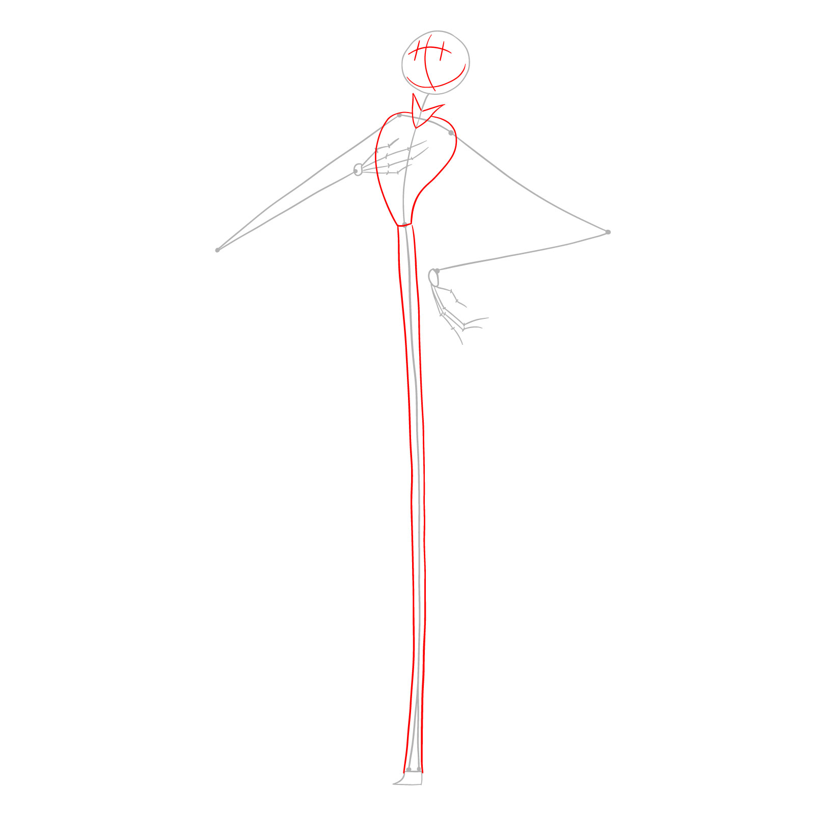 How to draw Jack Skellington - step 02