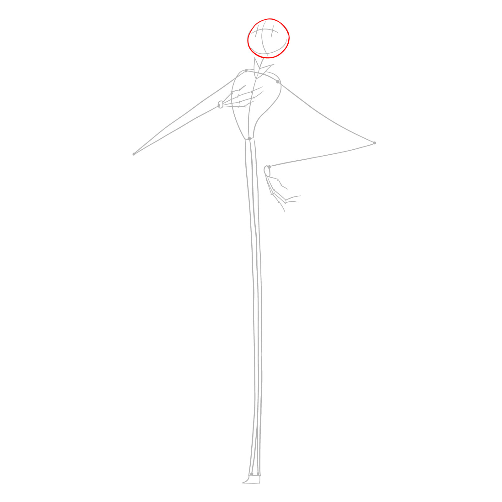 How to draw Jack Skellington - step 03