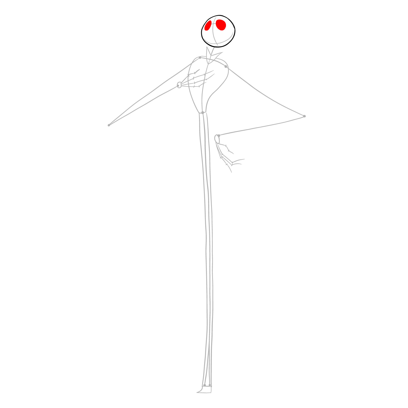 How to draw Jack Skellington - step 04