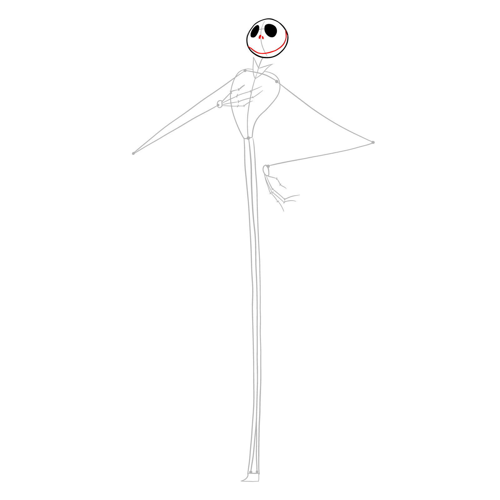 How to draw Jack Skellington - step 05