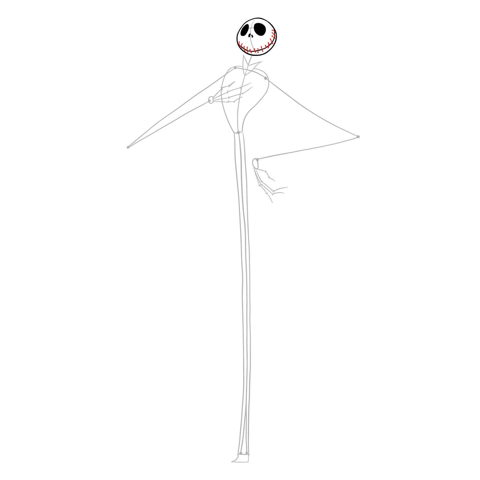 How to draw Jack Skellington - step 06