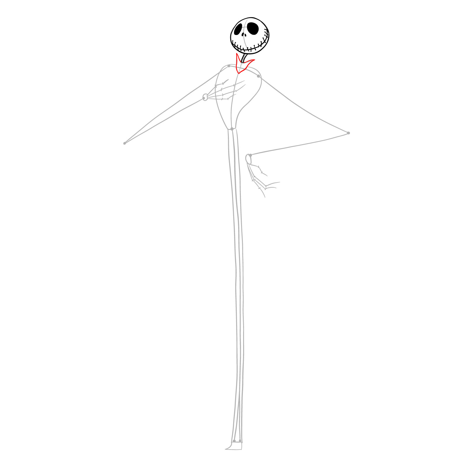 How to draw Jack Skellington - step 08