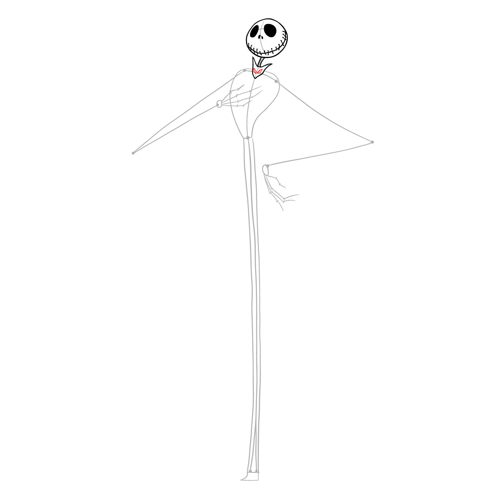 How to draw Jack Skellington - step 09