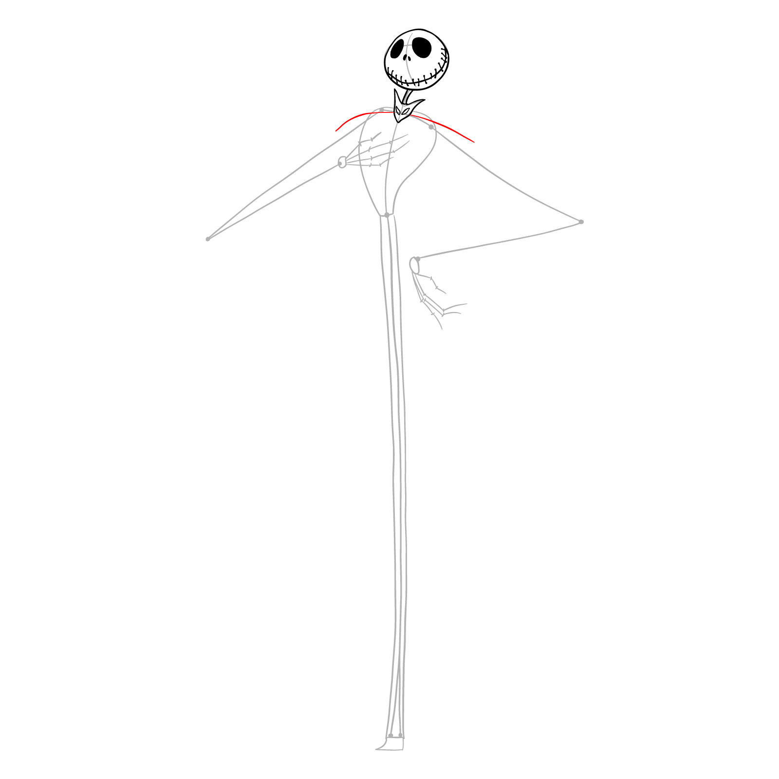 How to draw Jack Skellington - step 10