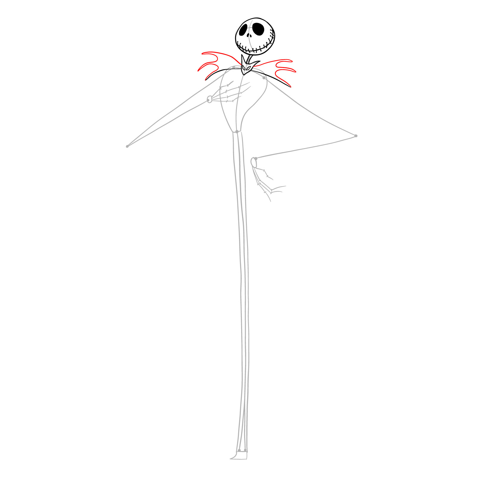 How to draw Jack Skellington - step 11