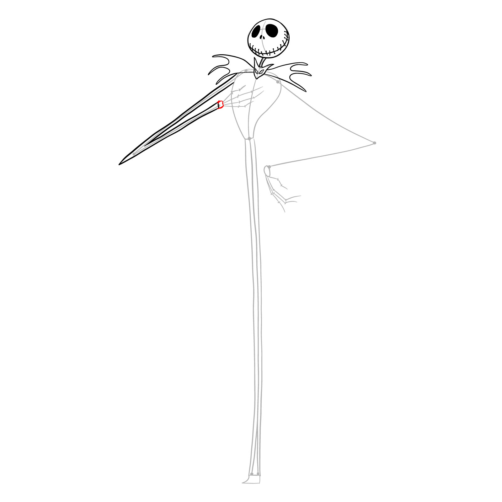 How to draw Jack Skellington - step 13