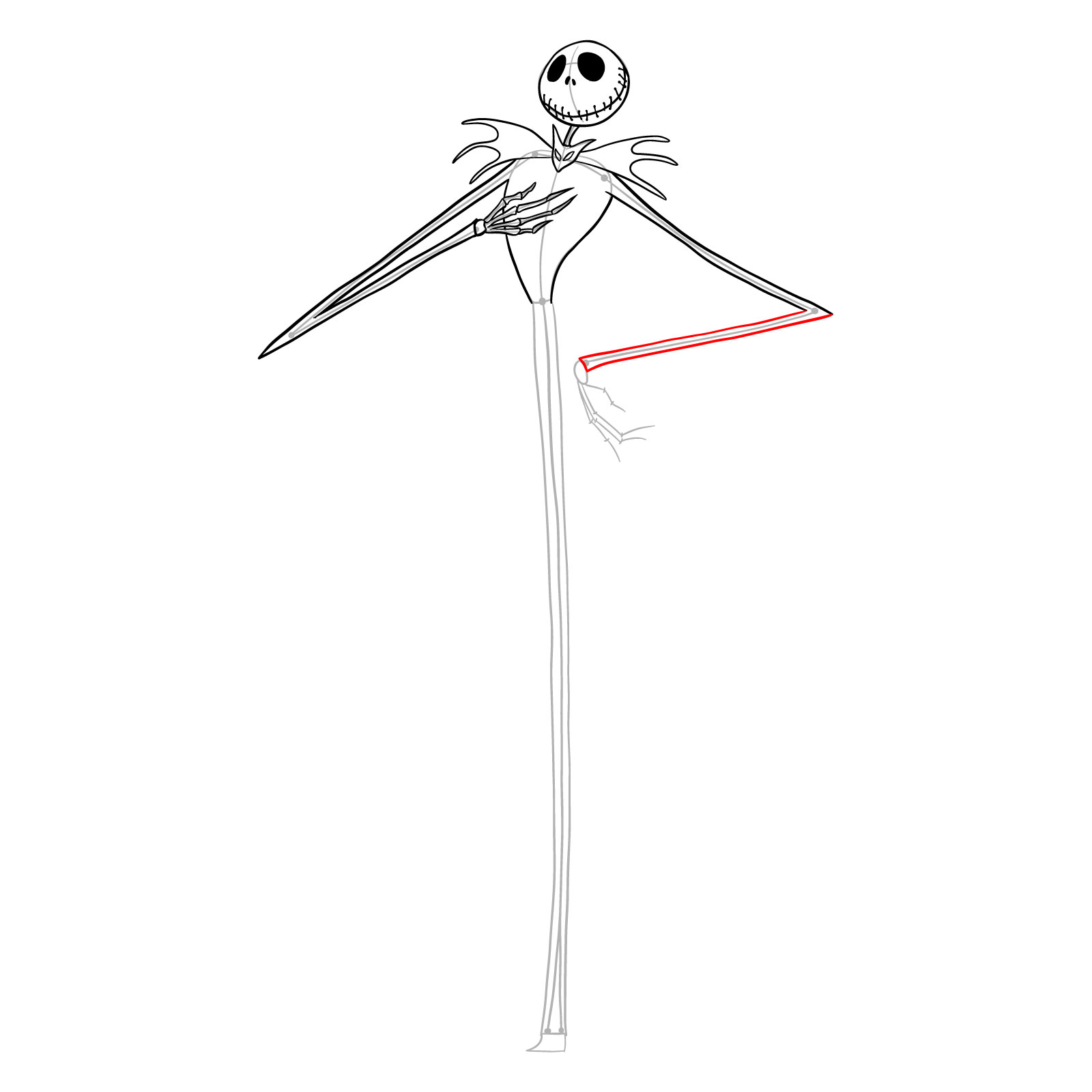 How to draw Jack Skellington - step 19