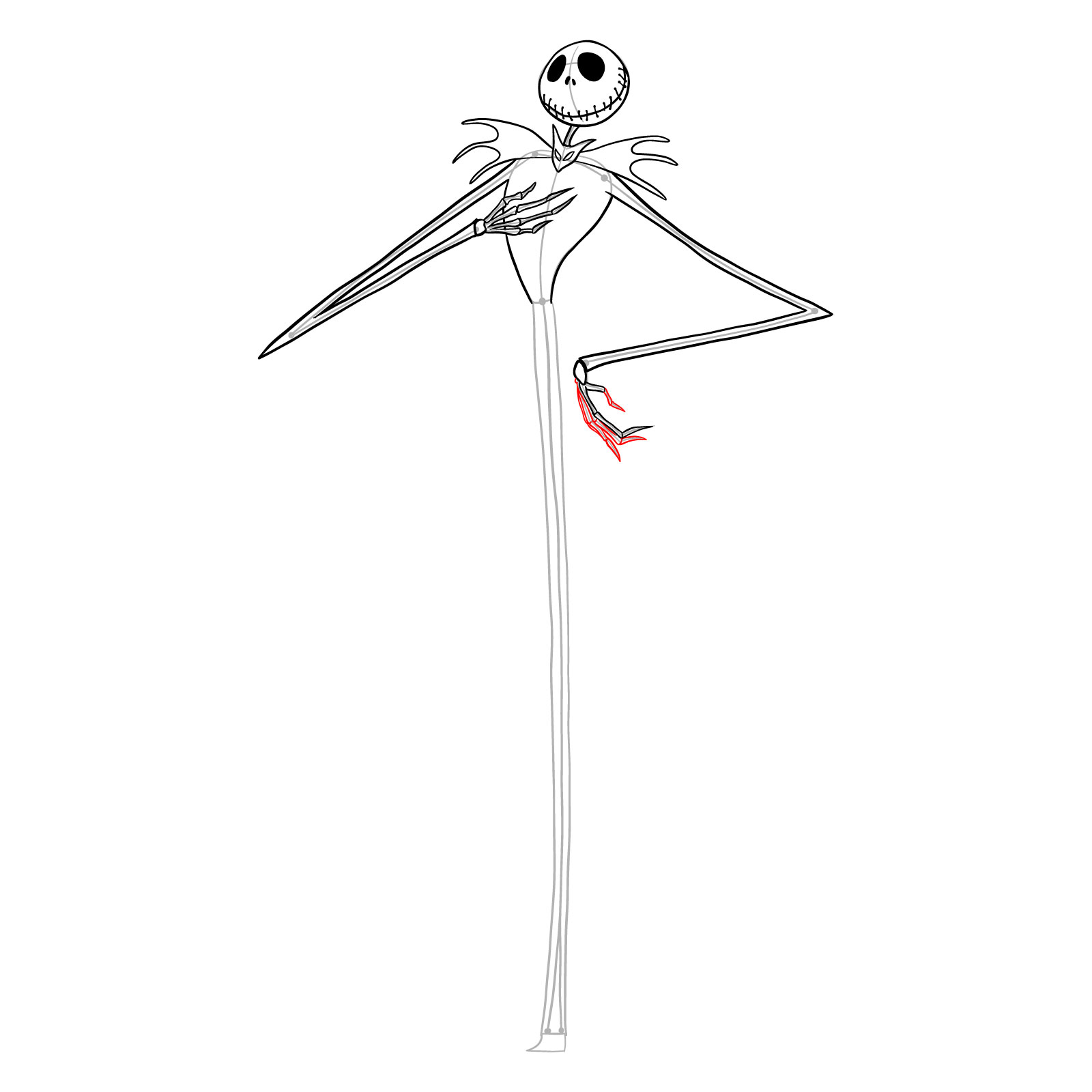 How to draw Jack Skellington - step 21