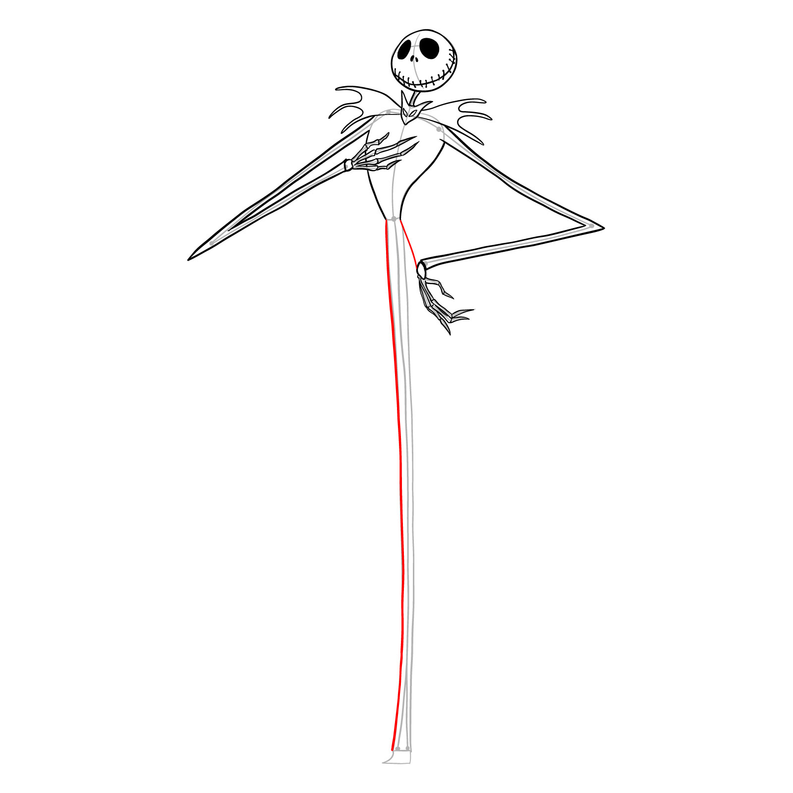 How to draw Jack Skellington - step 22