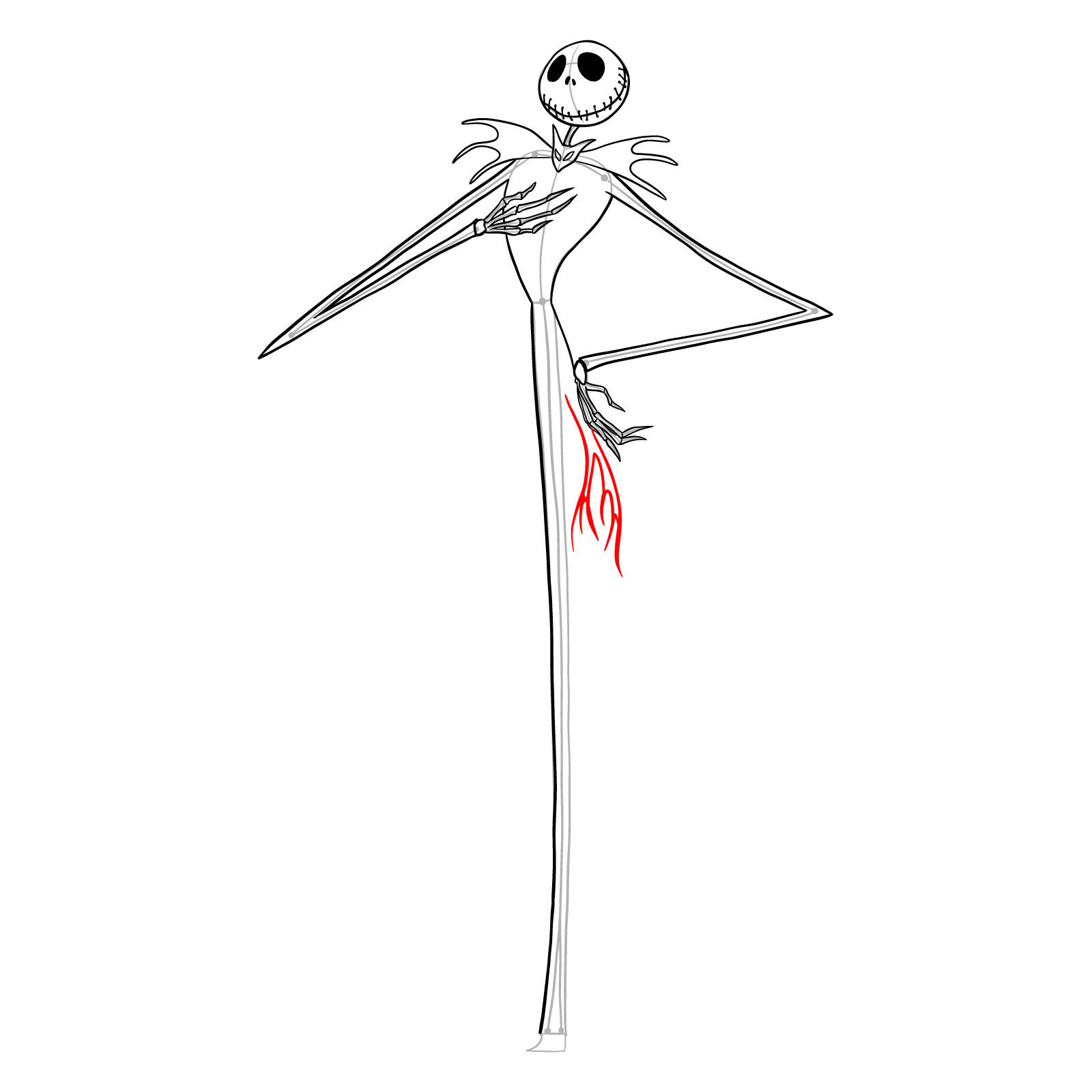 How to draw Jack Skellington - step 23