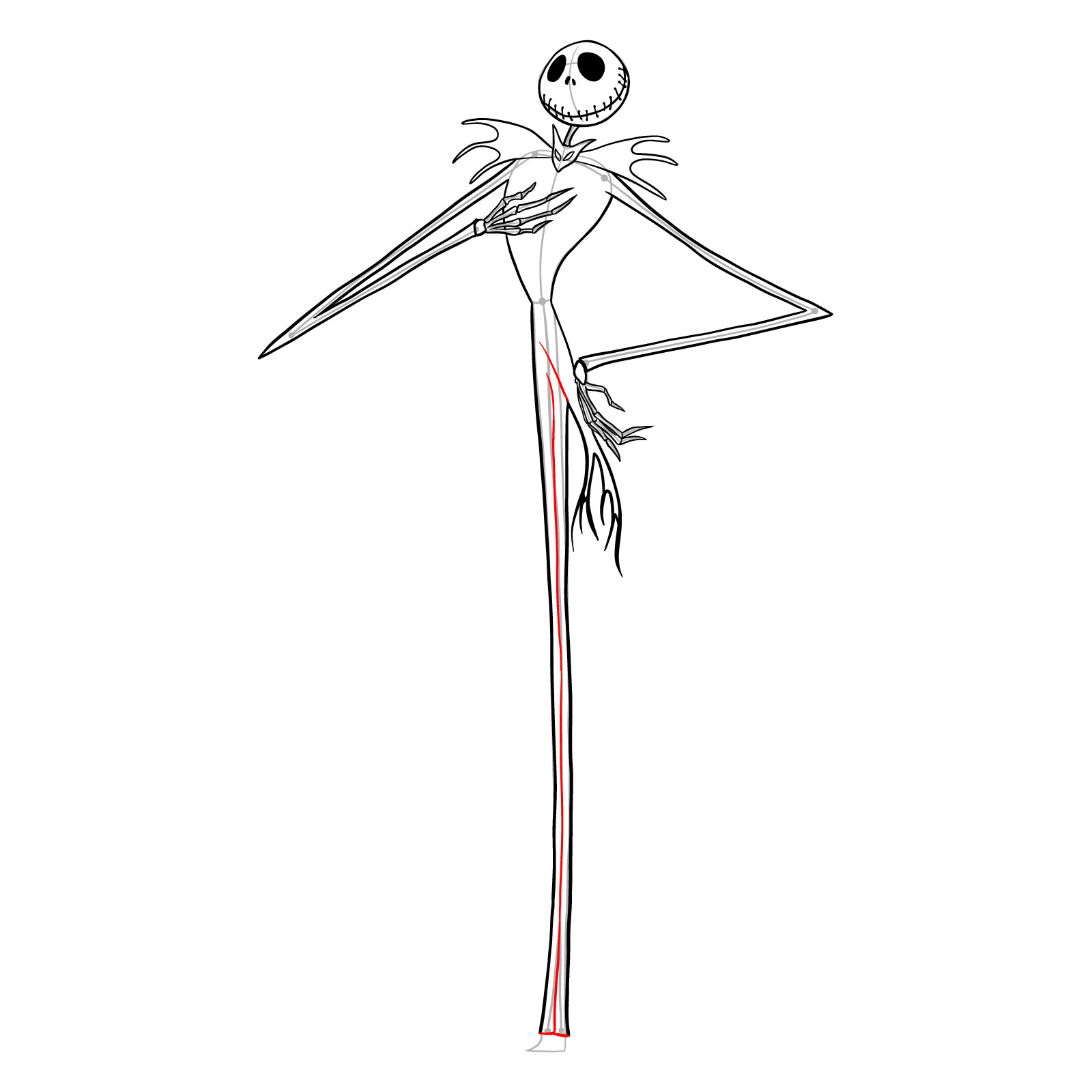 How to draw Jack Skellington - step 25