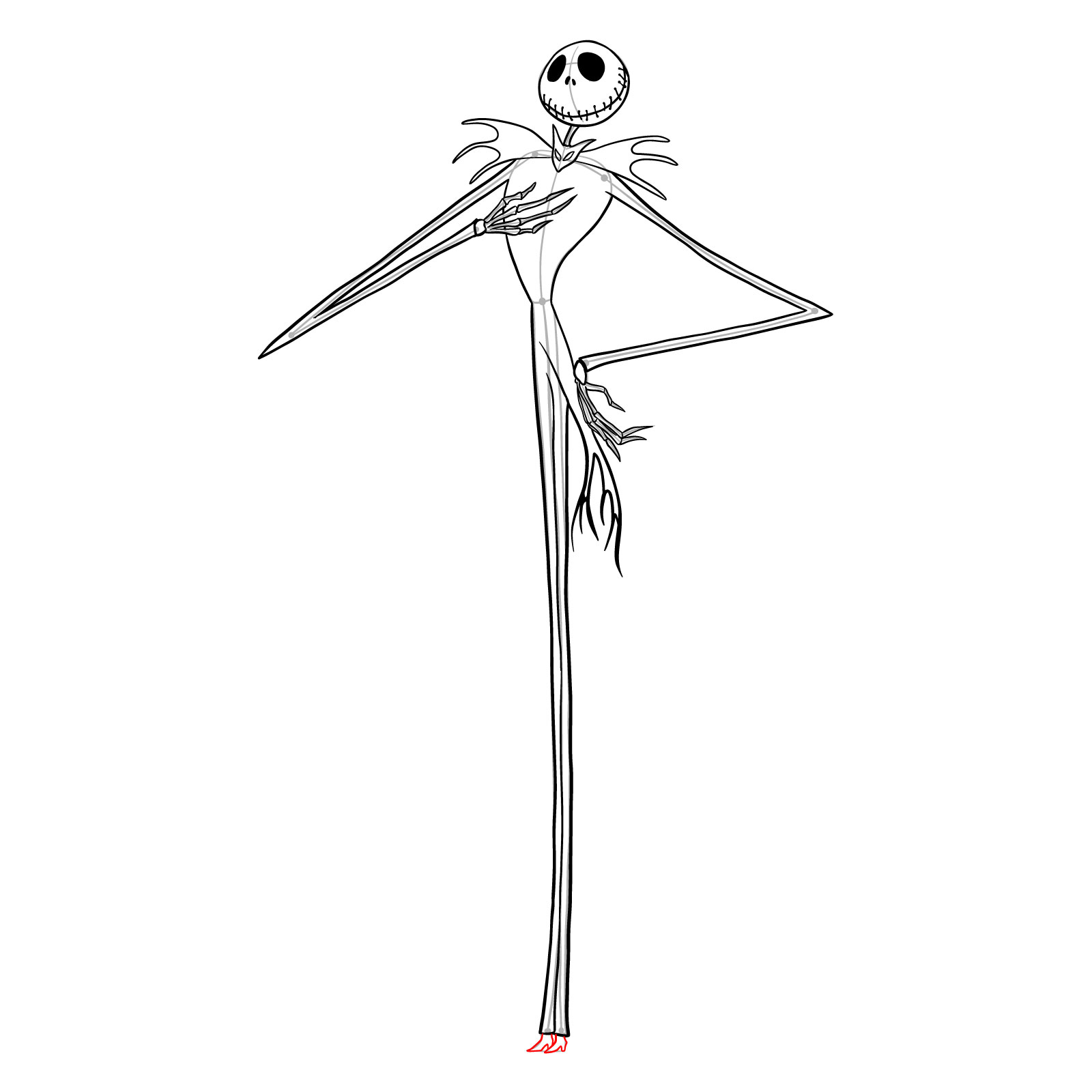 How to draw Jack Skellington - step 26