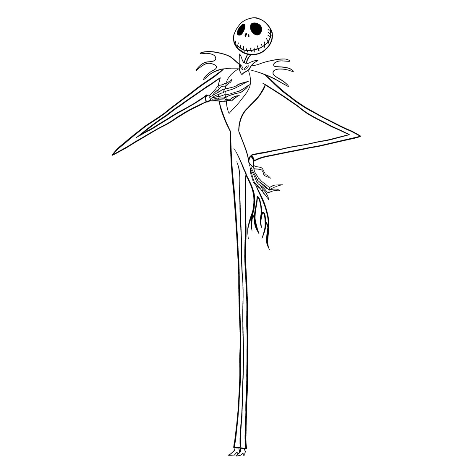 How to draw Jack Skellington - step 28