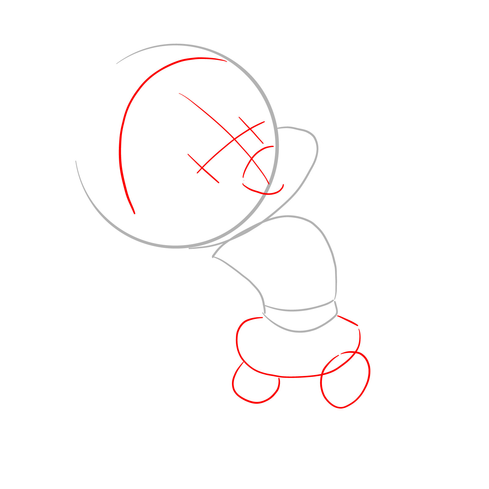 How to draw Santa Tweety Bird - step 02