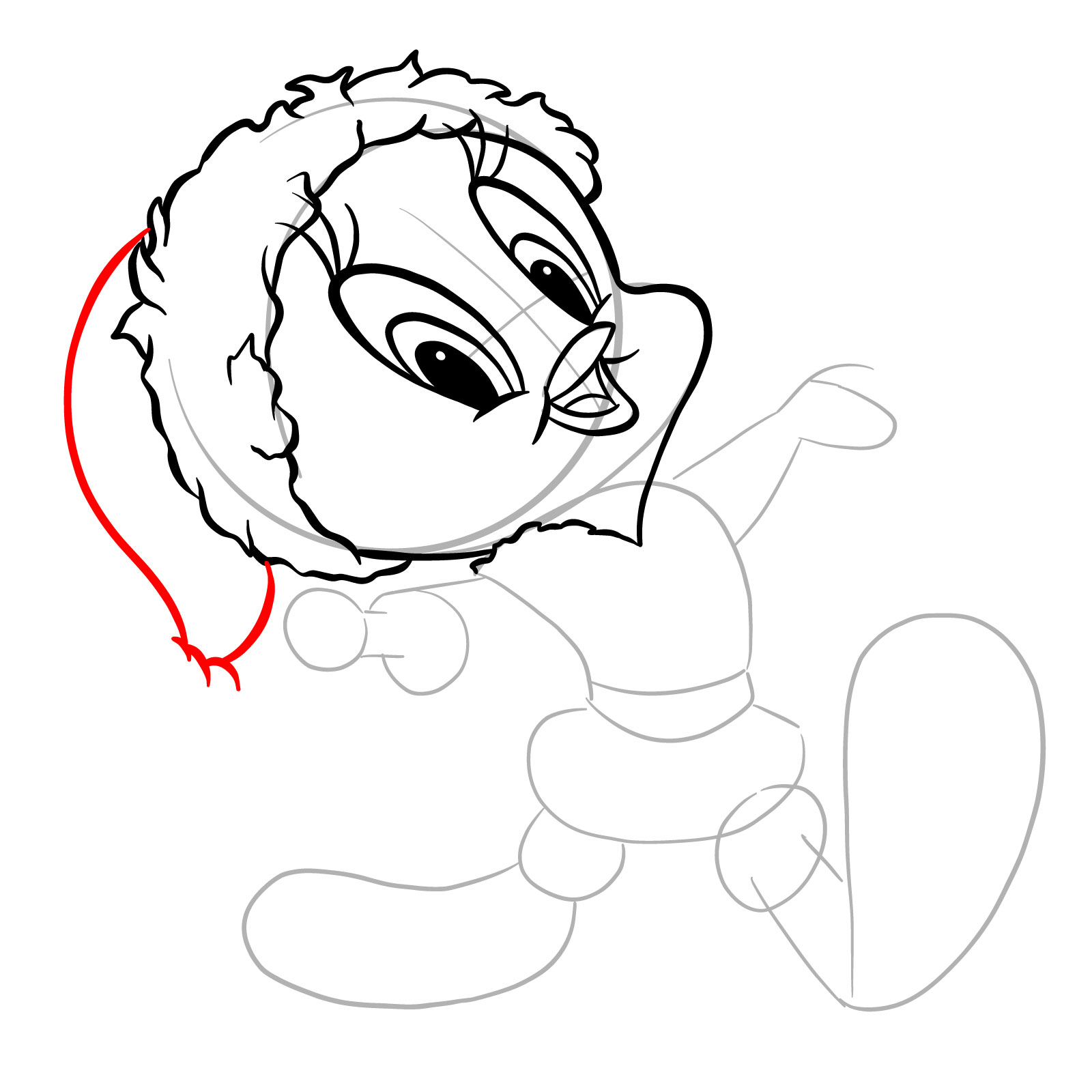 How to draw Santa Tweety Bird - step 13