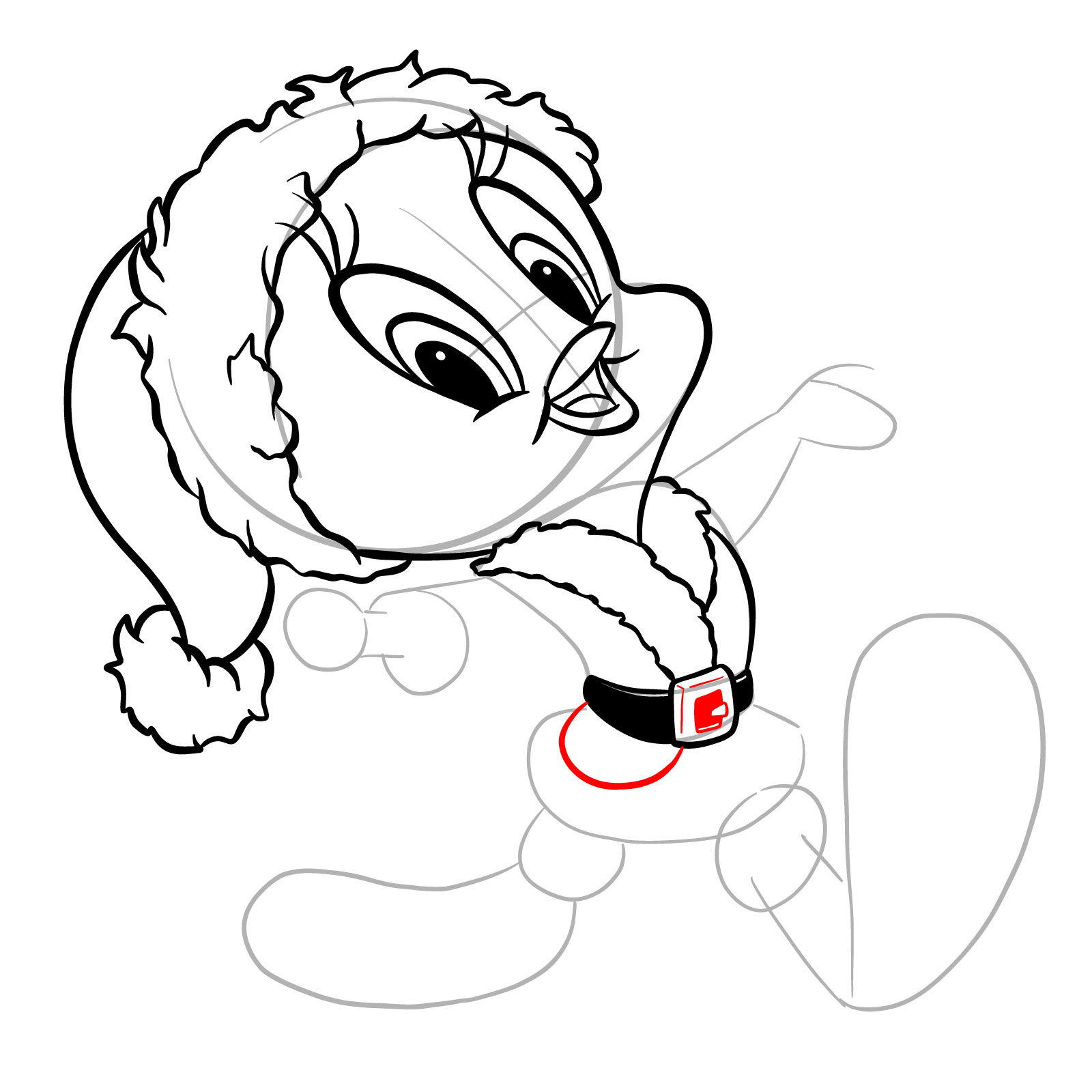 How to draw Santa Tweety Bird - step 18