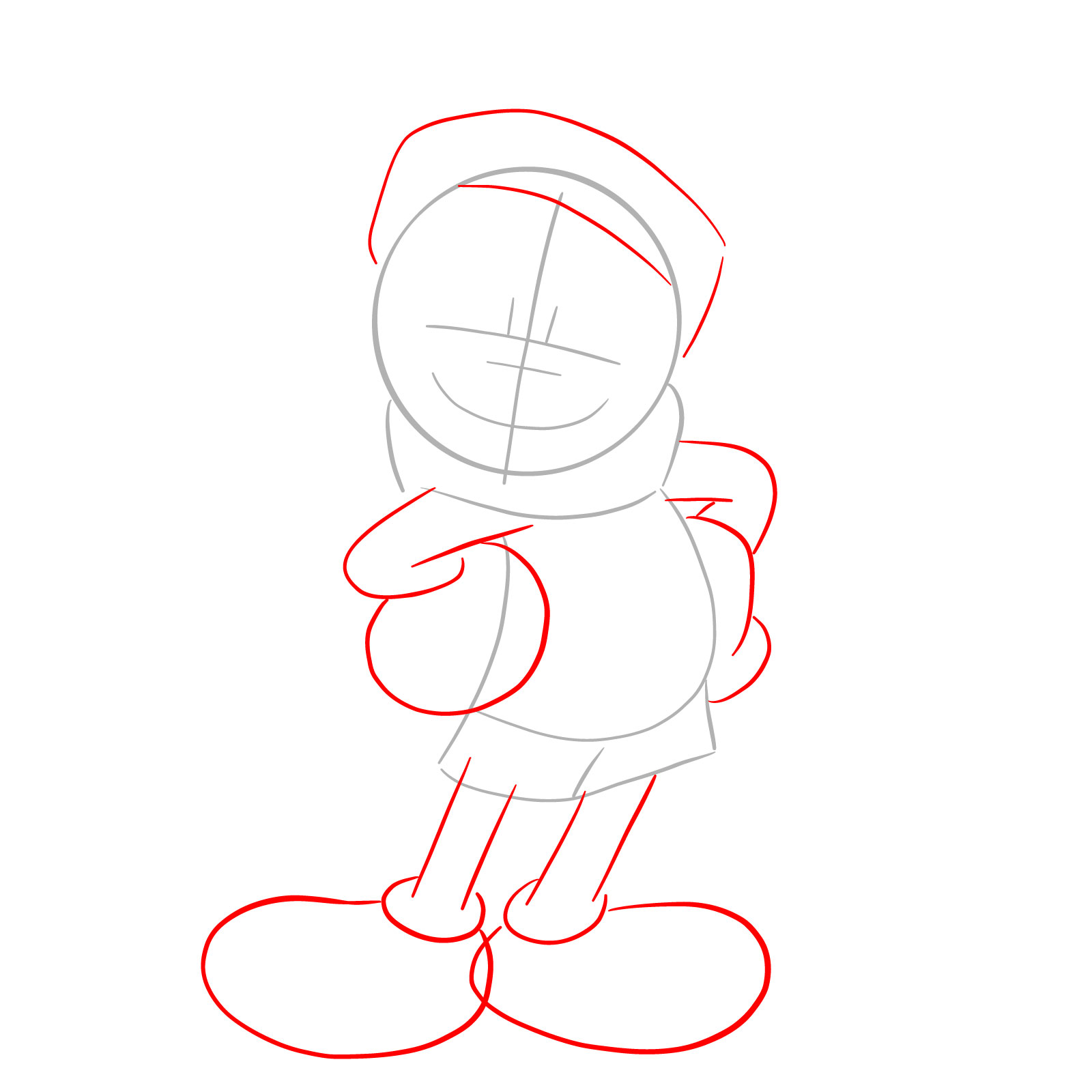 How to draw Santa Mickey Mouse - step 03