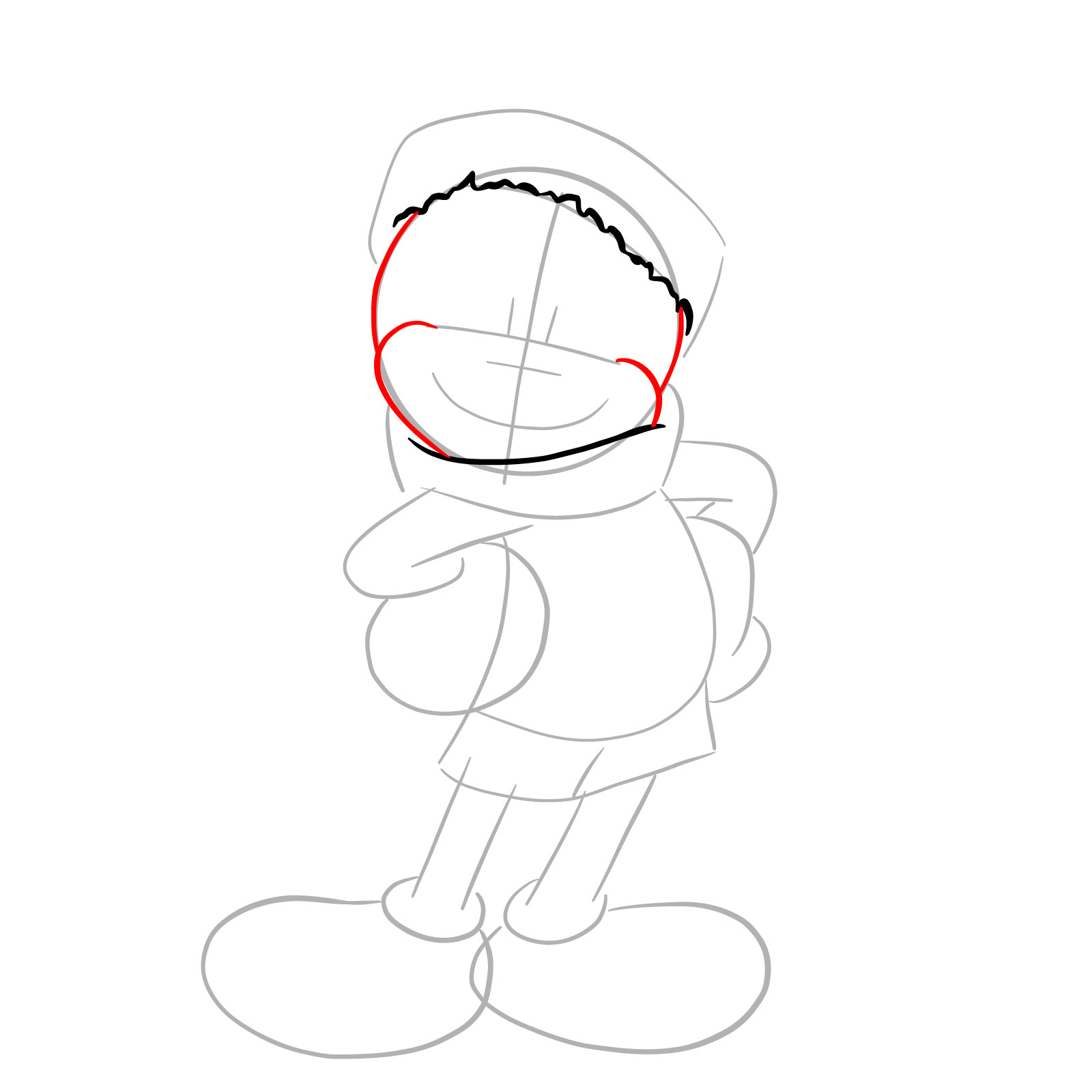 How to draw Santa Mickey Mouse - step 06