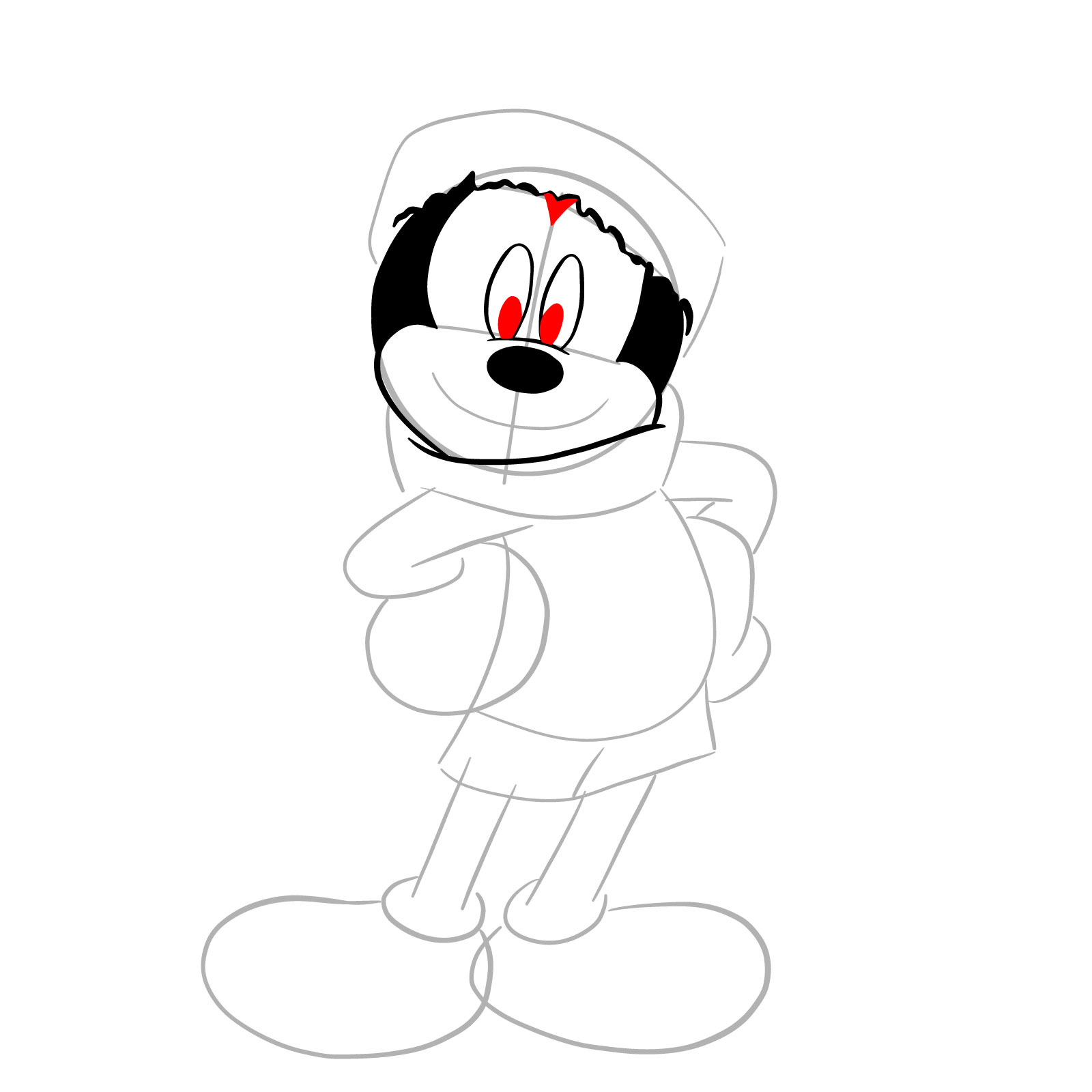 How to draw Santa Mickey Mouse - step 10