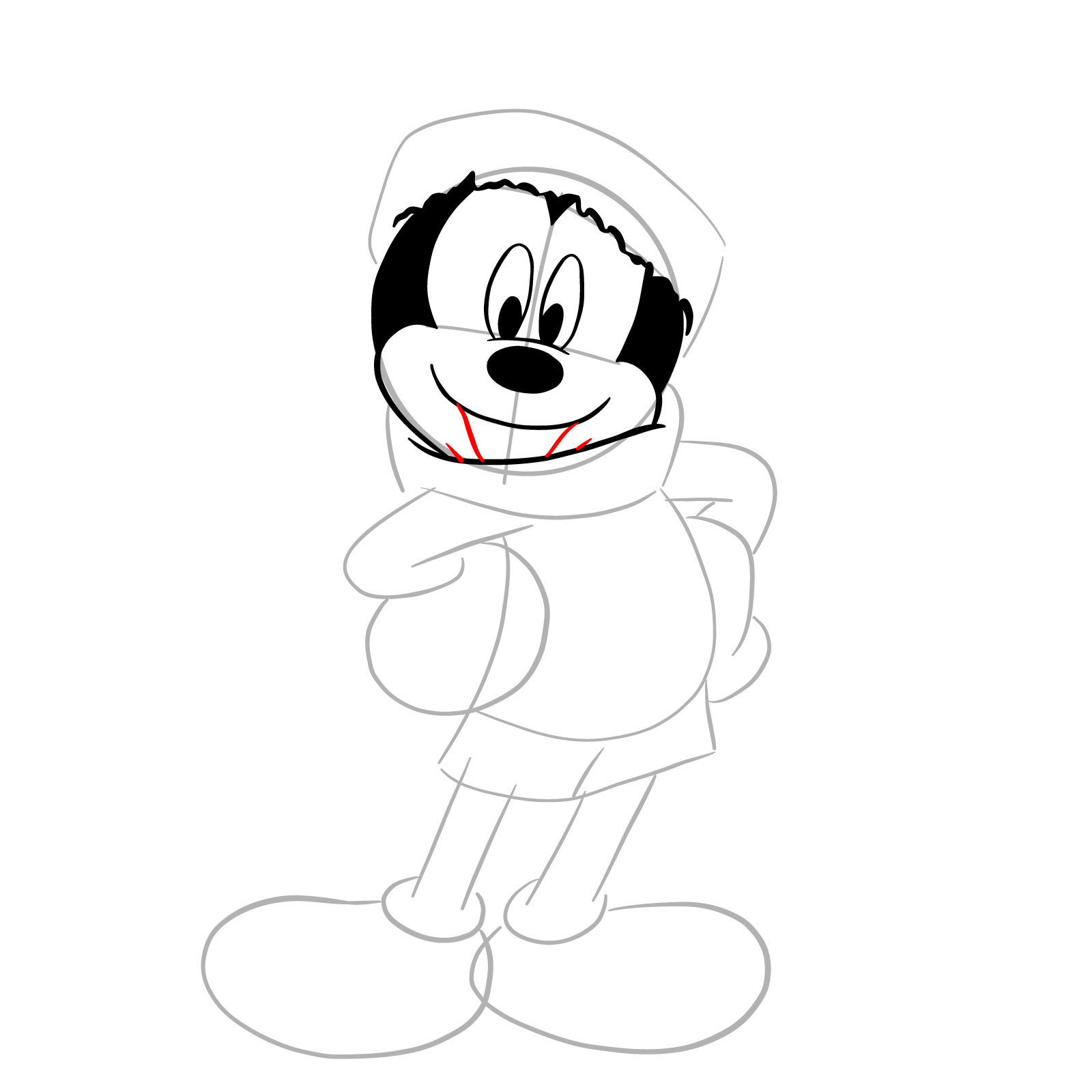 How to draw Santa Mickey Mouse - step 12