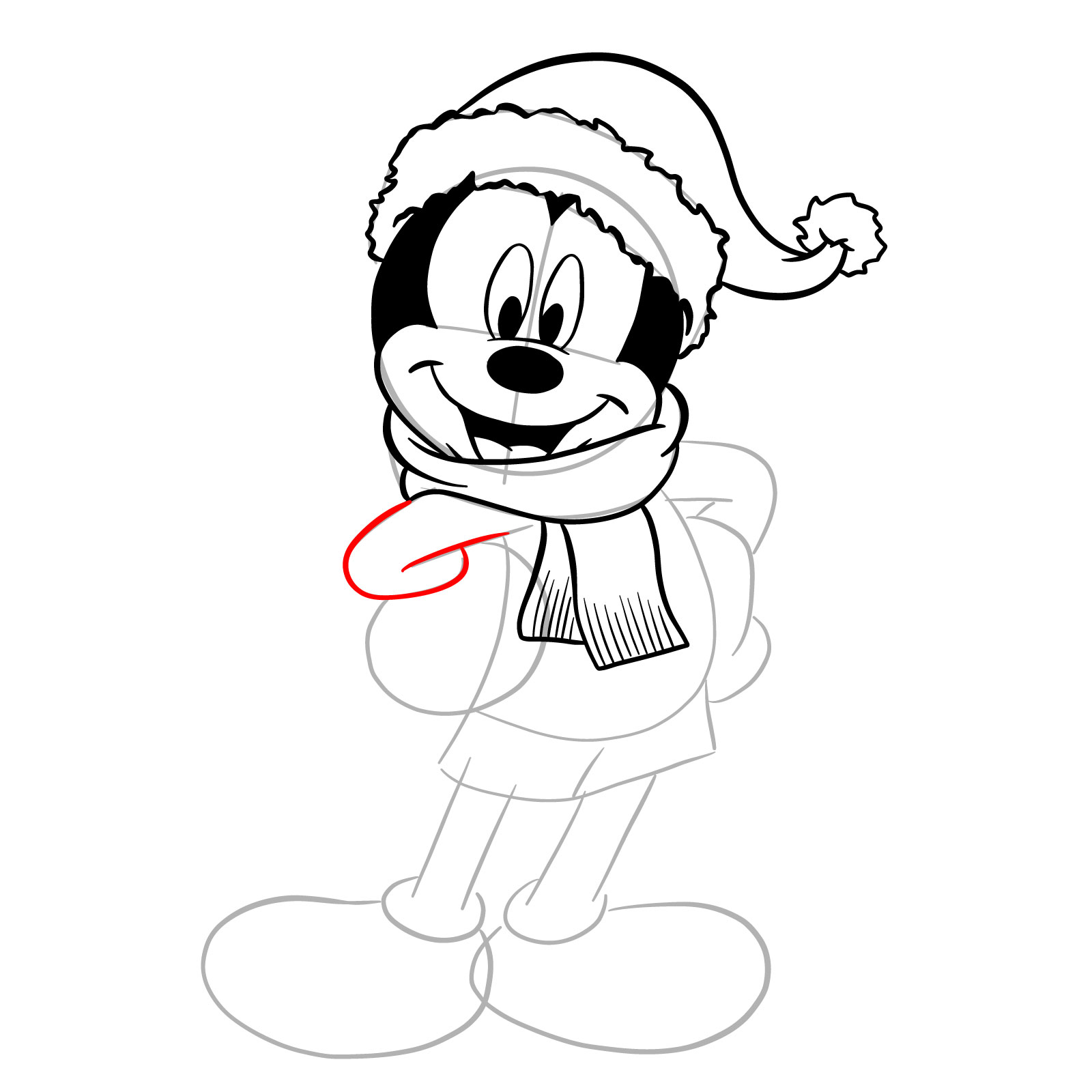 How to draw Santa Mickey Mouse - step 20