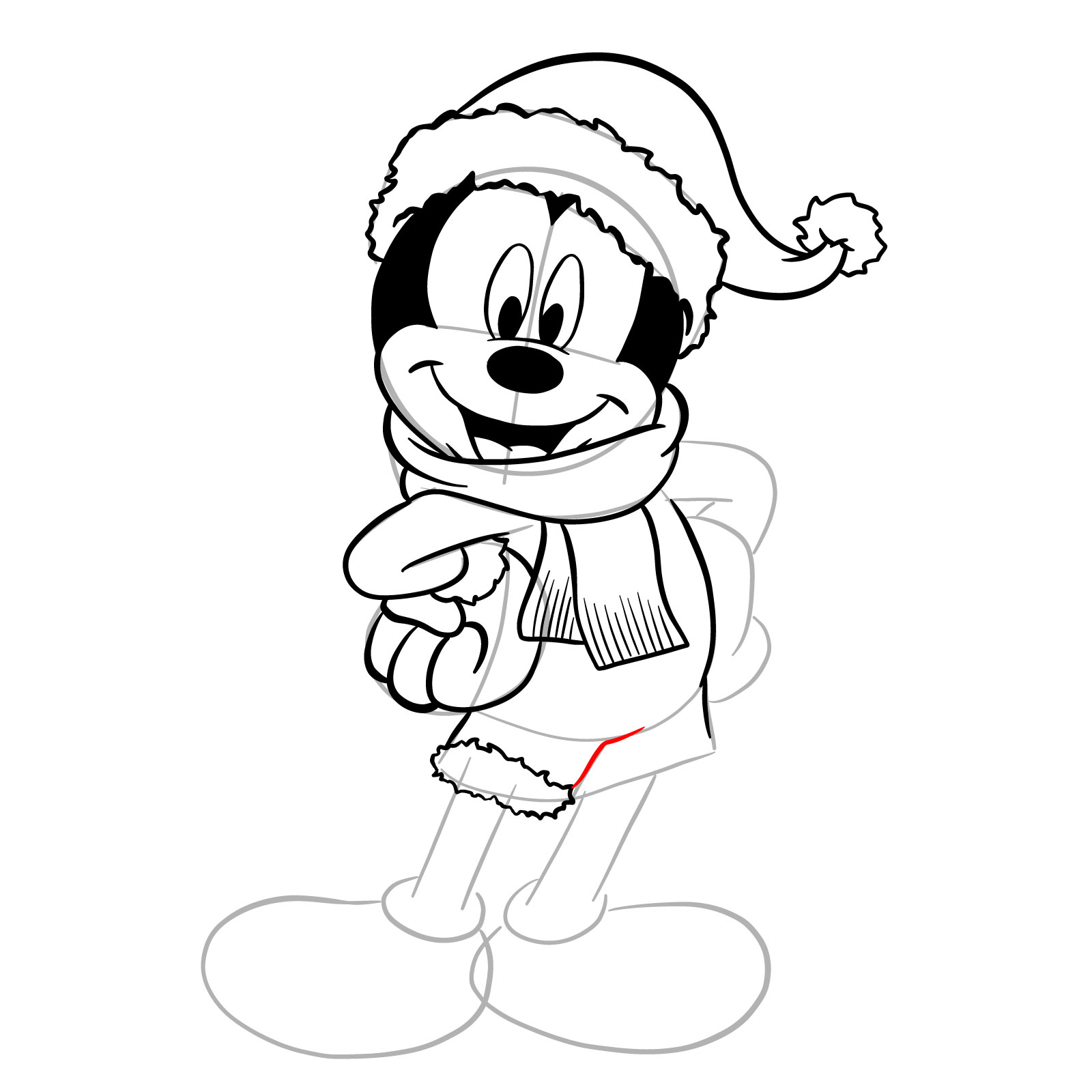 How to draw Santa Mickey Mouse - step 25