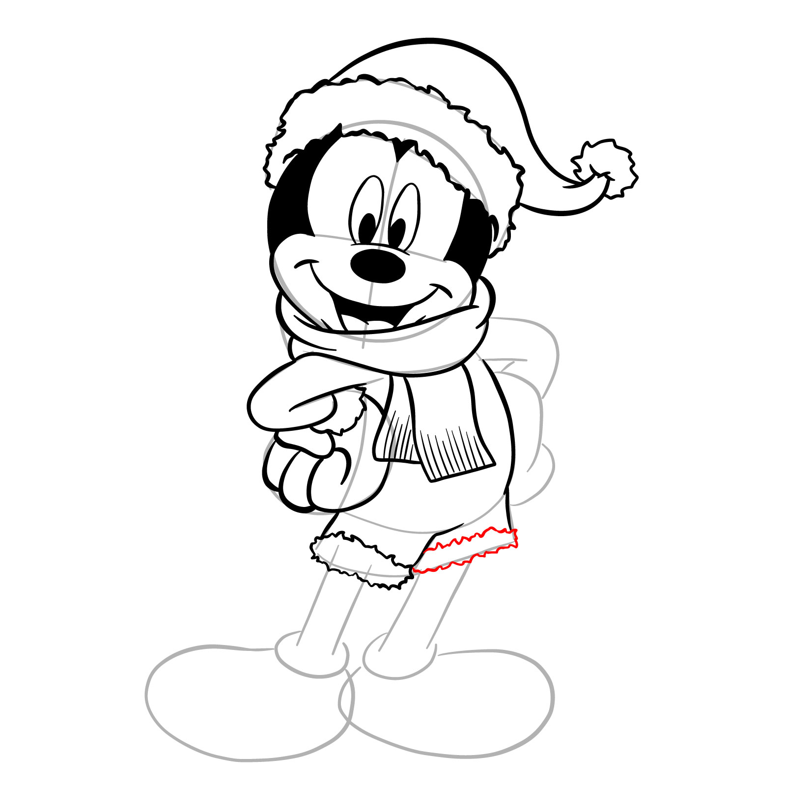 How to draw Santa Mickey Mouse - step 26