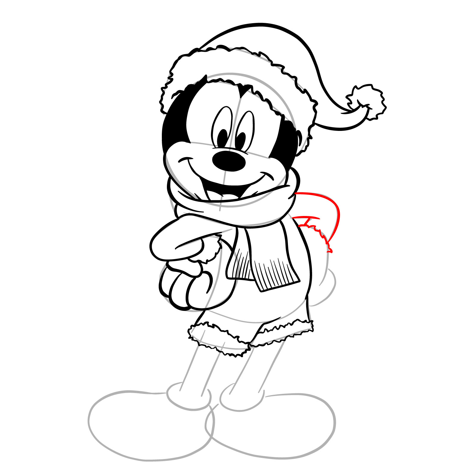 How to draw Santa Mickey Mouse - step 27