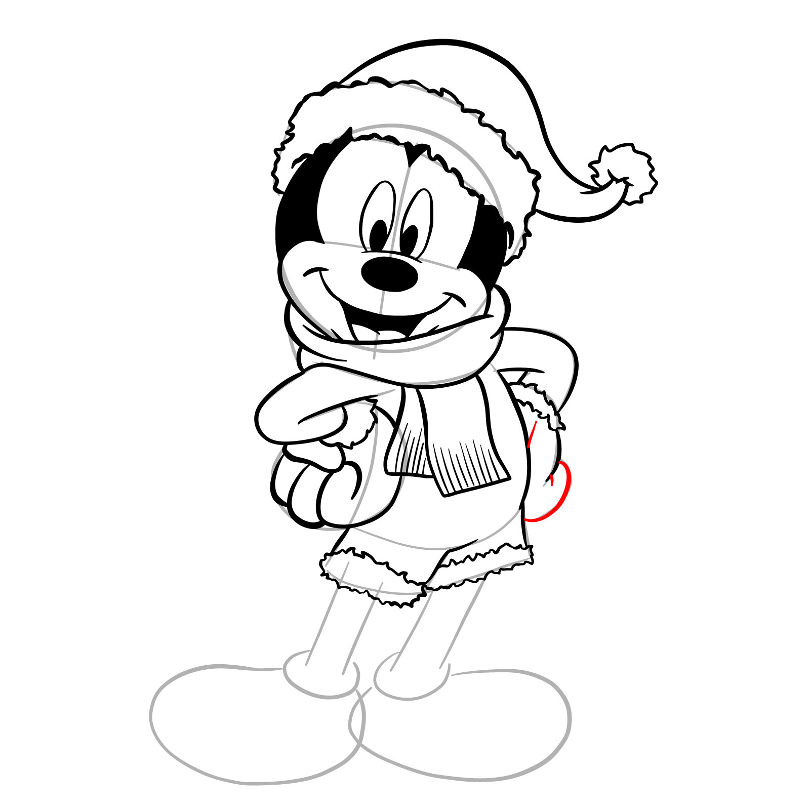 How to draw Santa Mickey Mouse - step 28