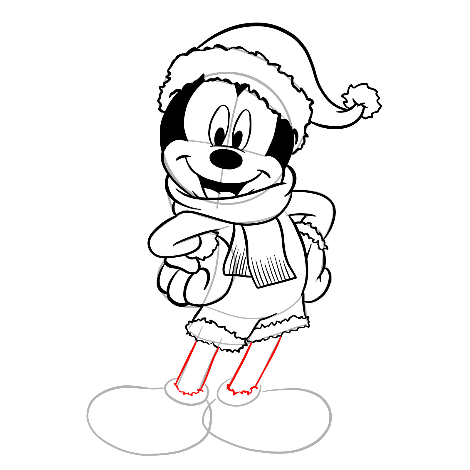 How to draw Santa Mickey Mouse - step 29