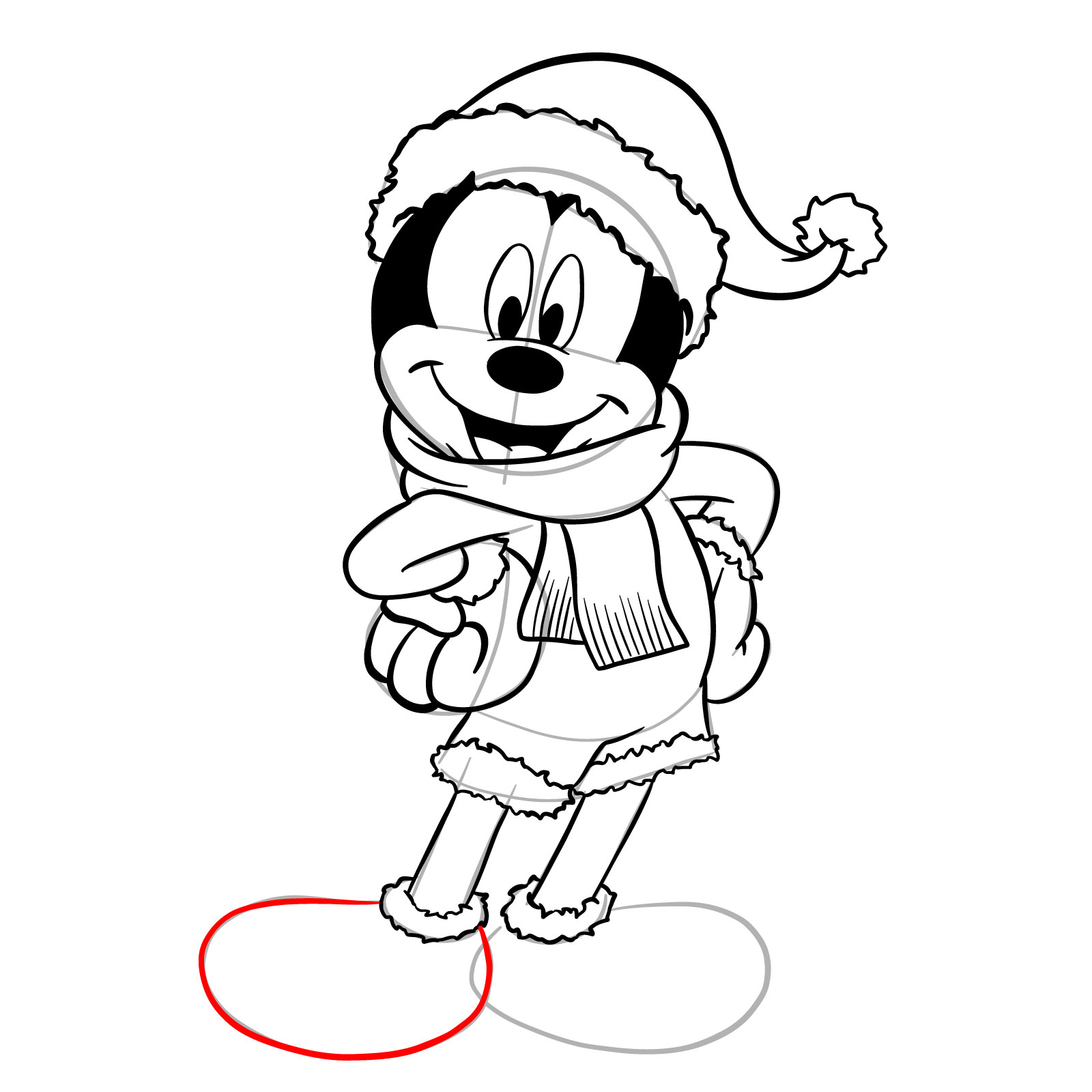 How to draw Santa Mickey Mouse - step 31