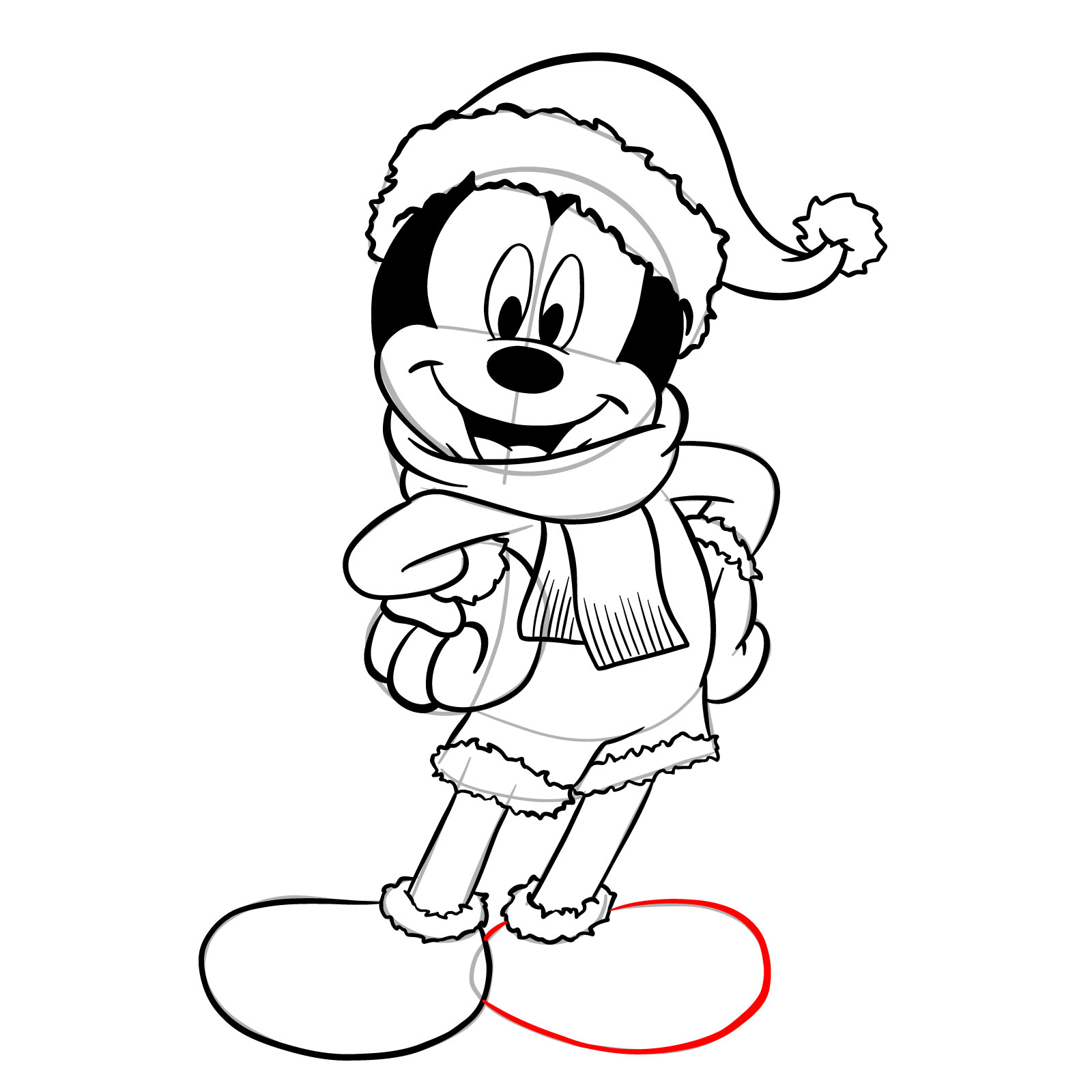 How to draw Santa Mickey Mouse - step 32