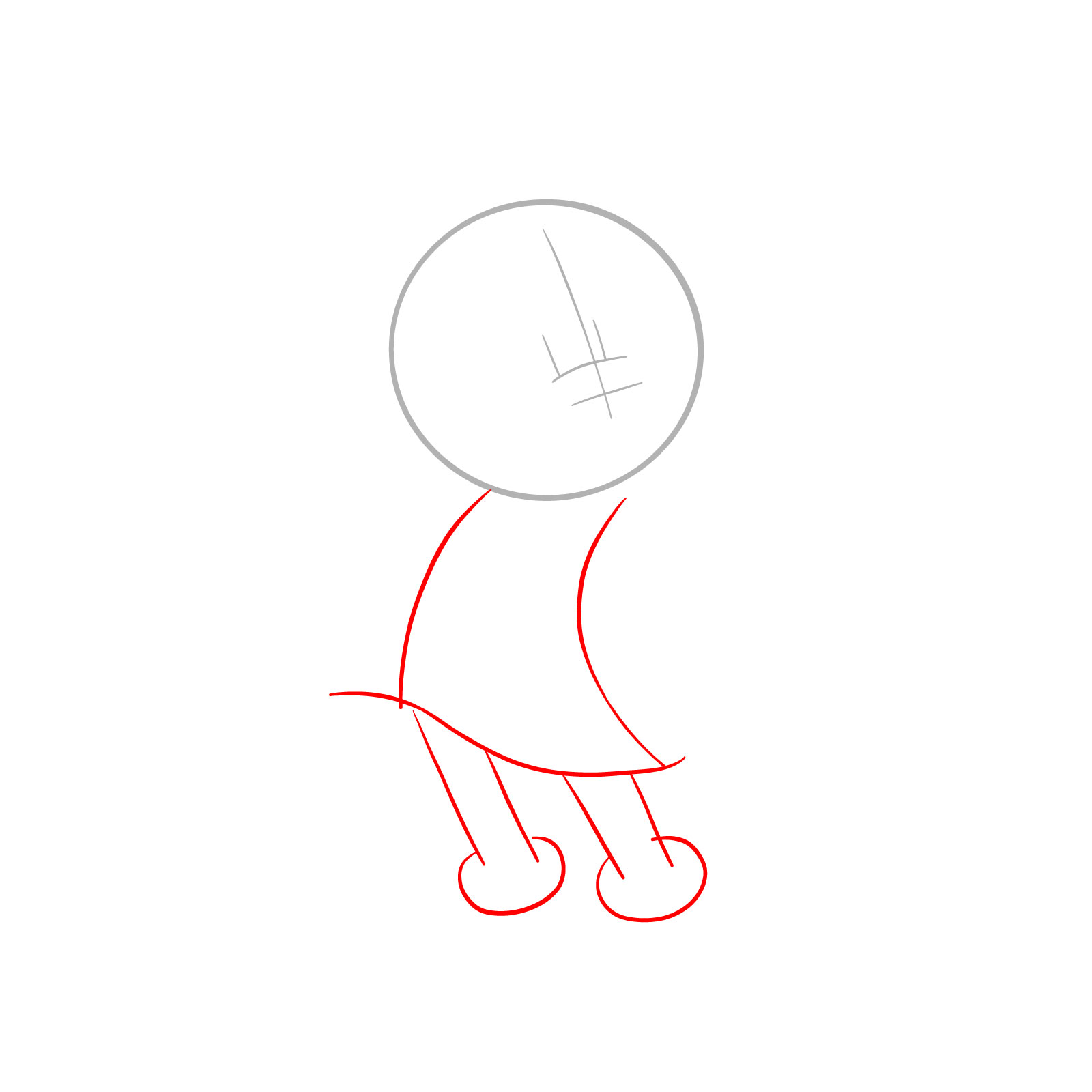 How to draw Minnie in a Christmas dress - step 02