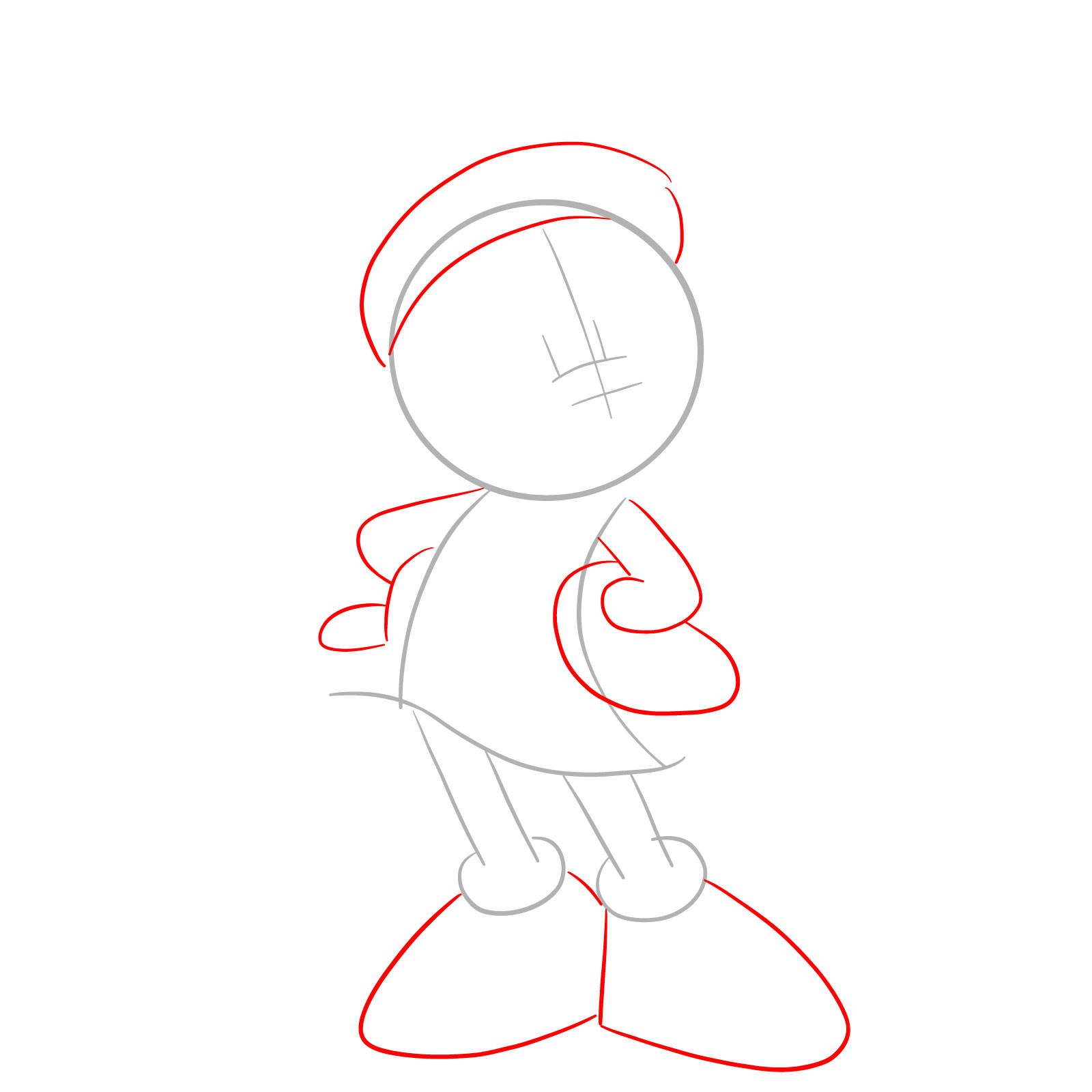 How to draw Minnie in a Christmas dress - step 03