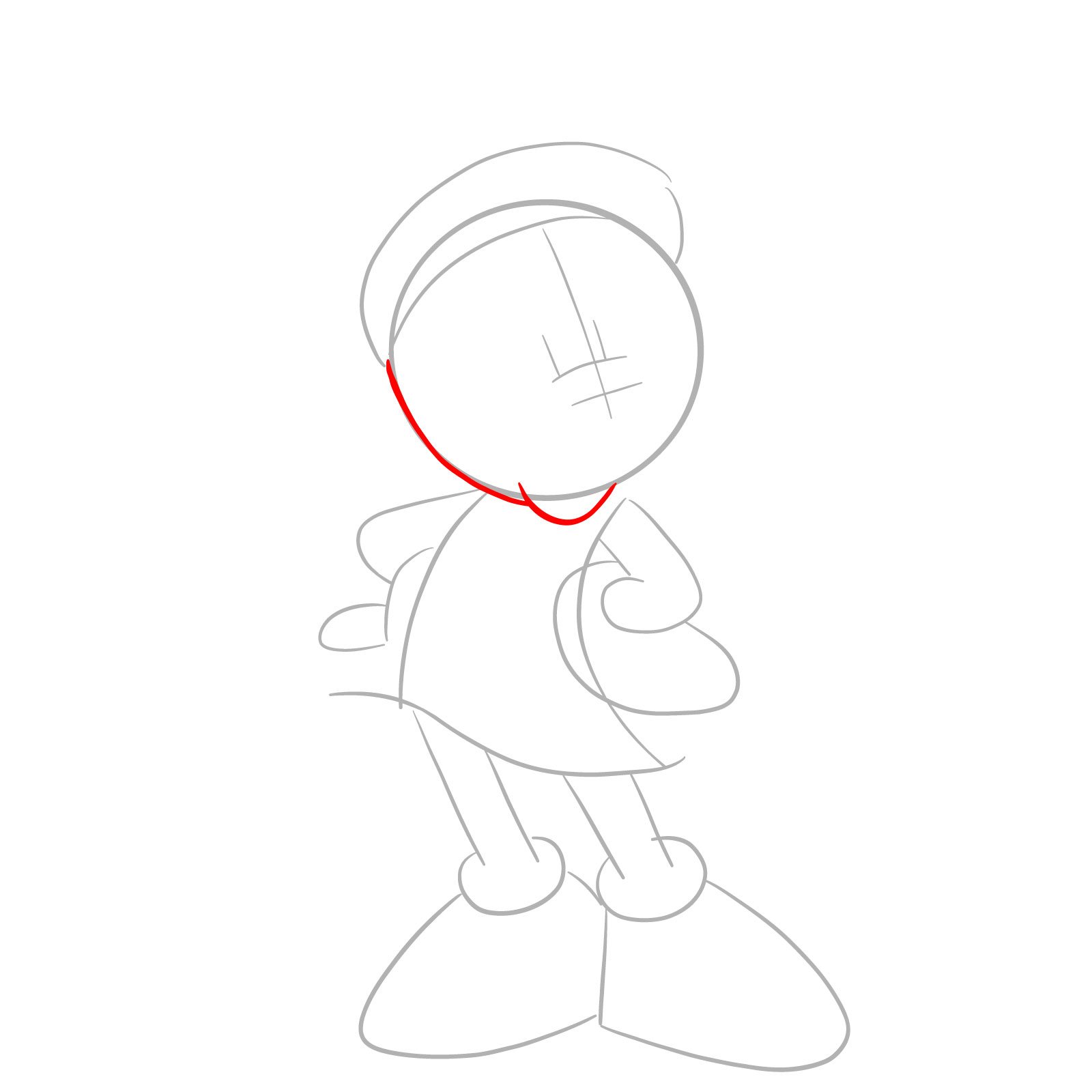 How to draw Minnie in a Christmas dress - step 04