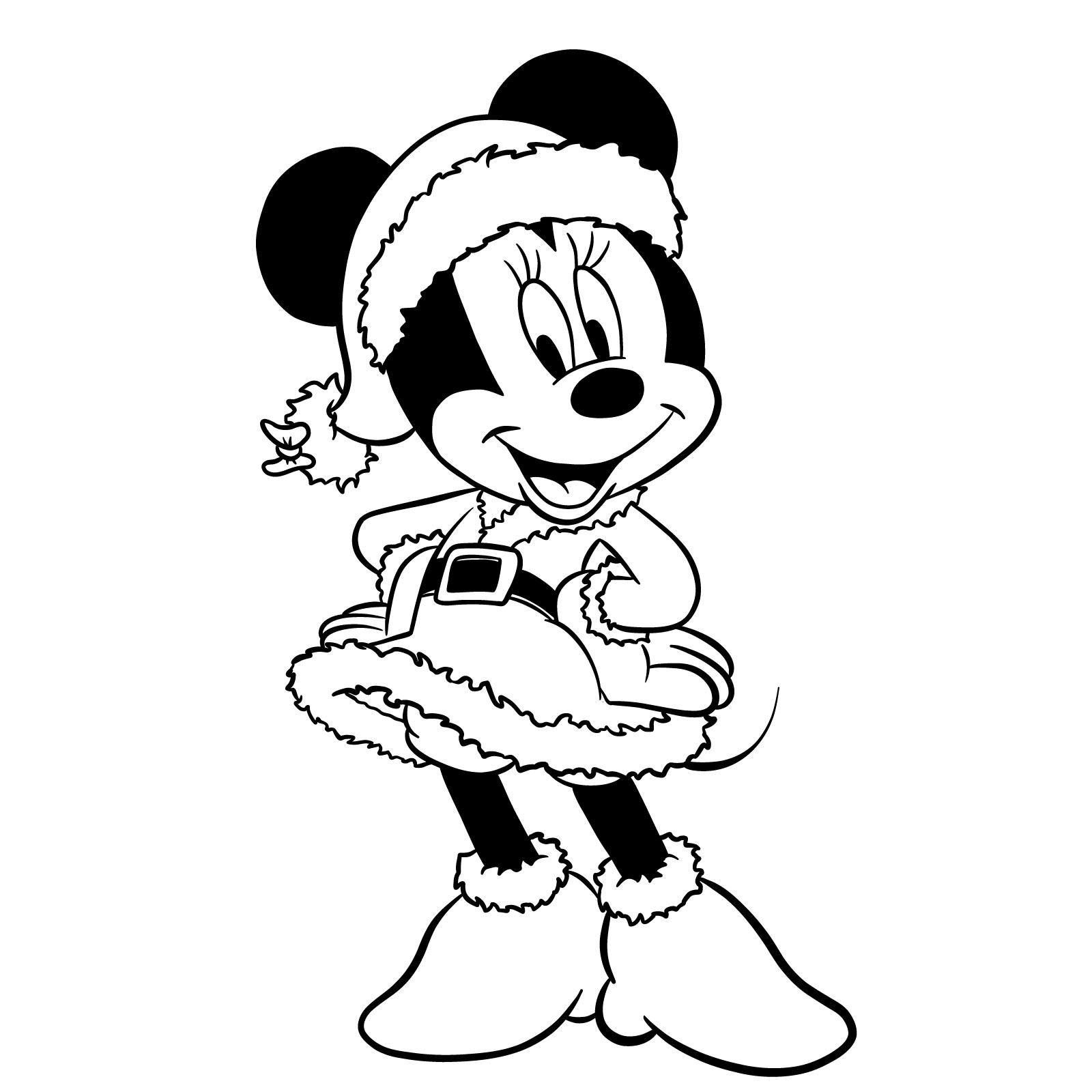 How to draw Minnie in a Christmas dress - step 34