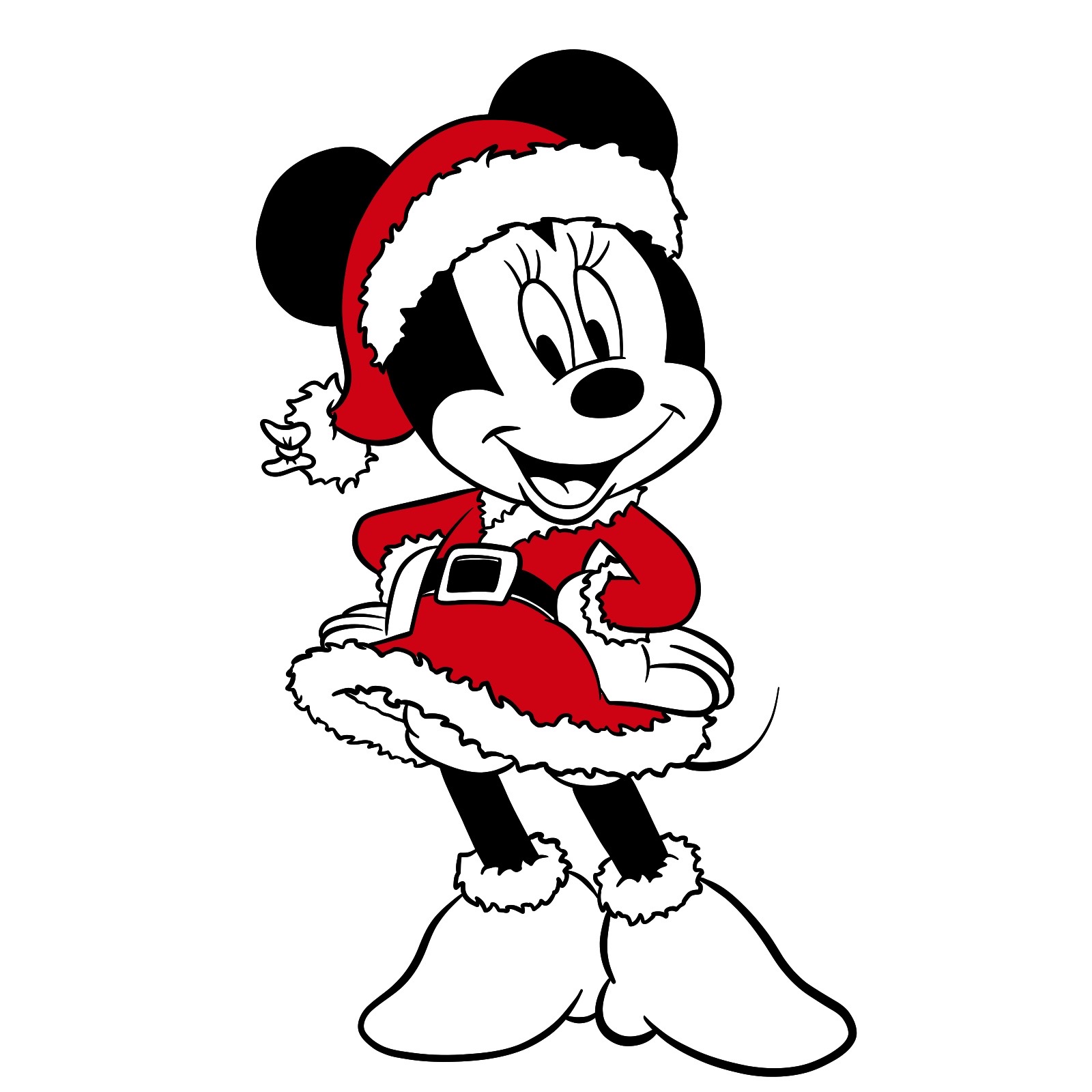 How to draw Minnie in a Christmas dress - step 35