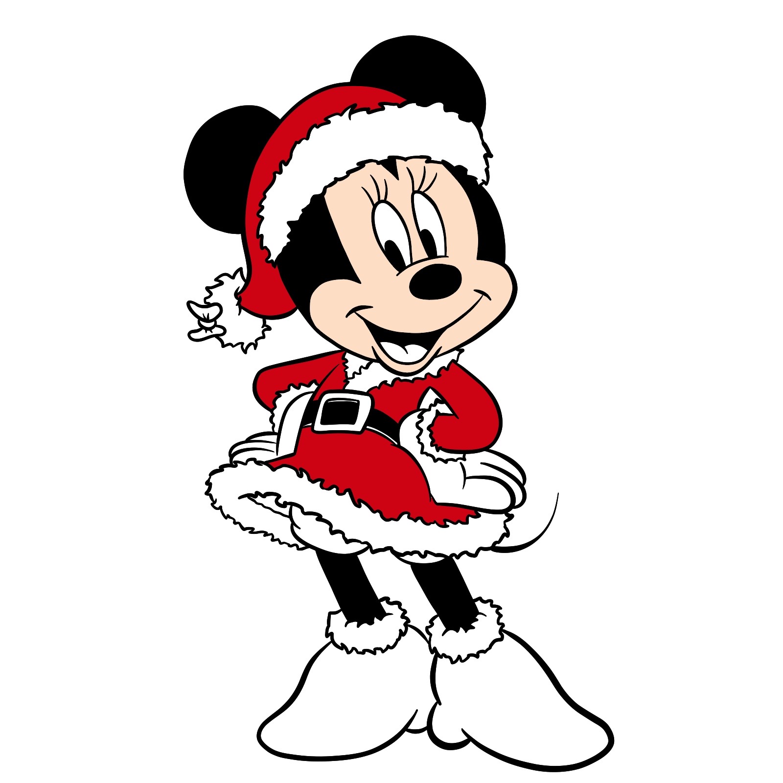 How to draw Minnie in a Christmas dress - step 36