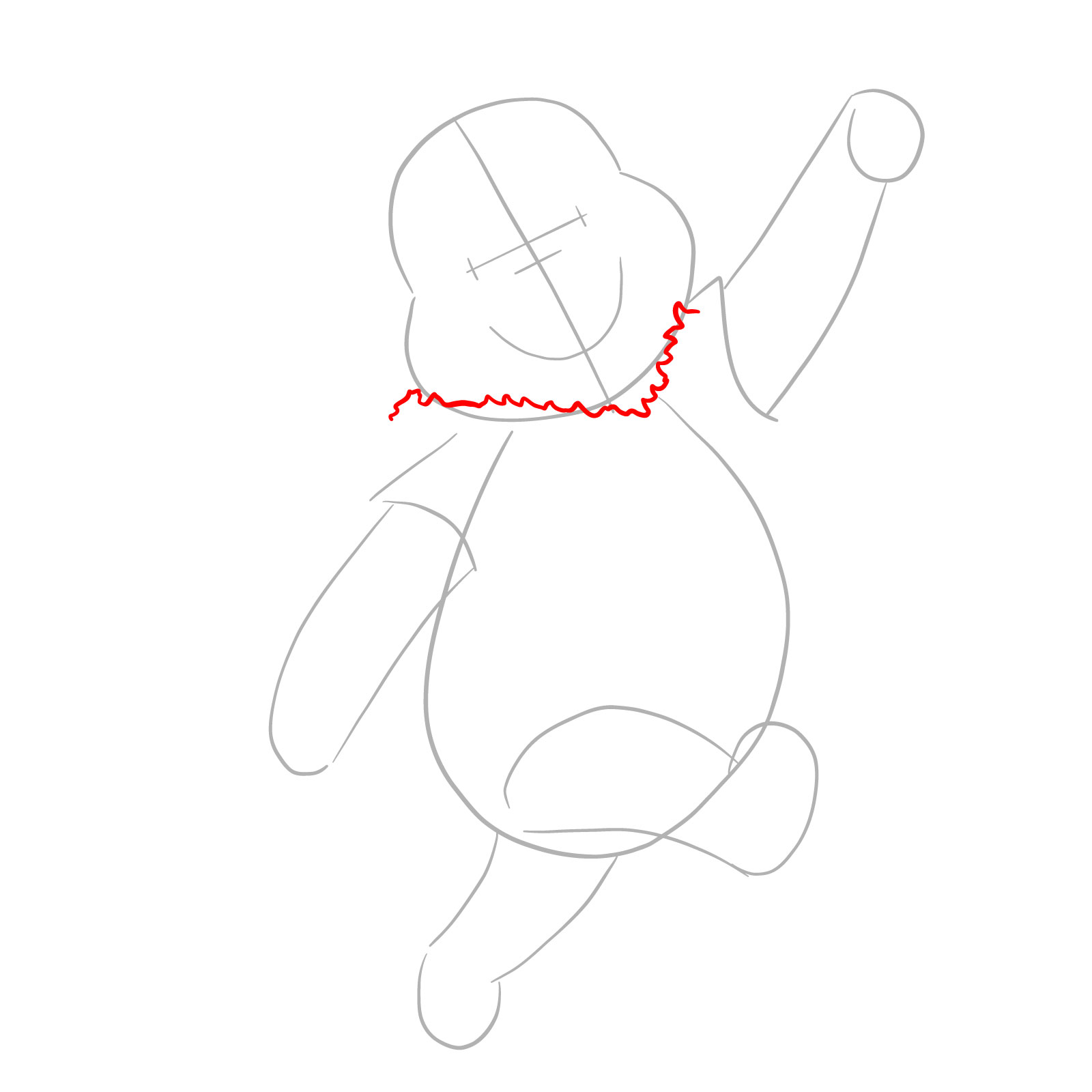 How to draw Winnie-the-Pooh Christmas style - step 04