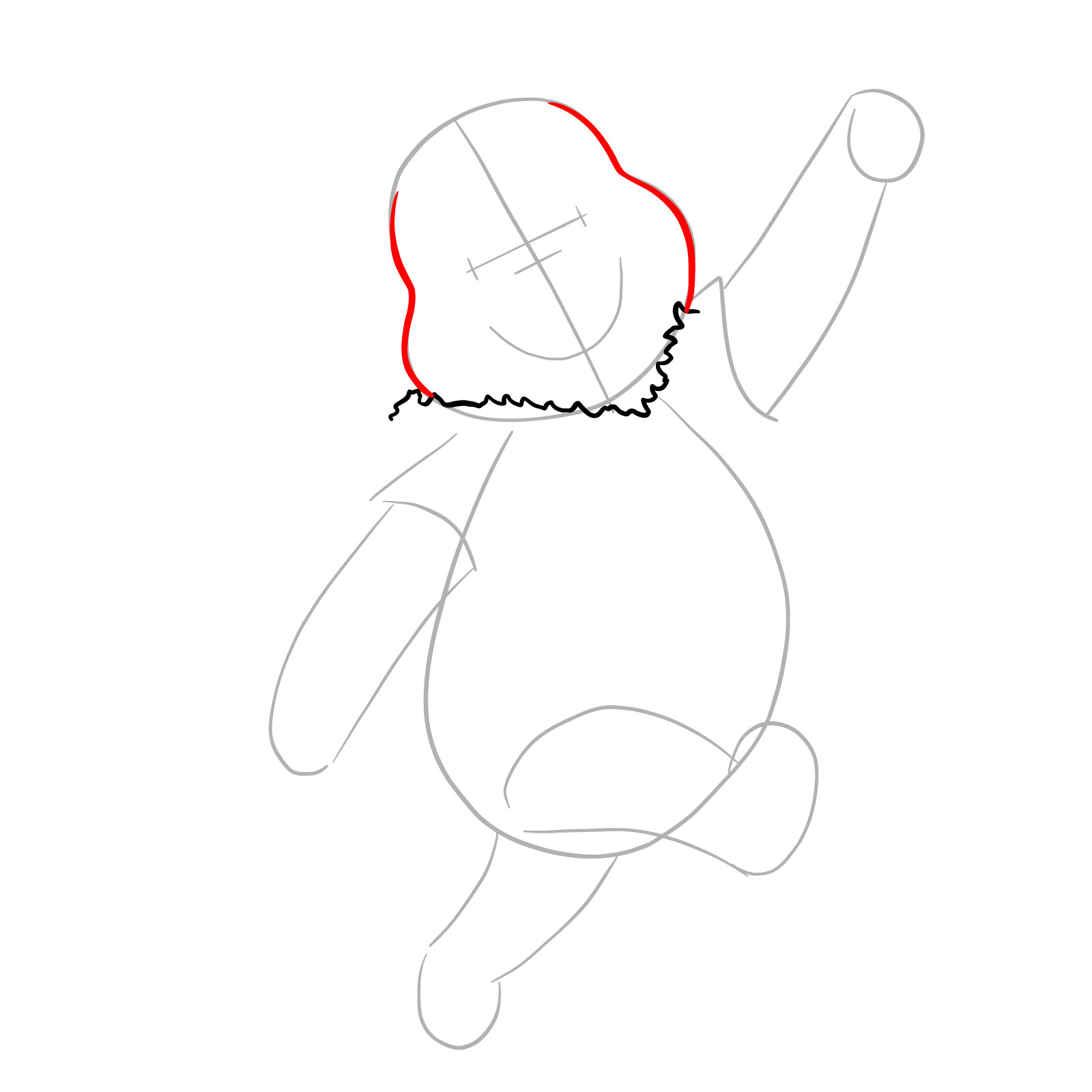 How to draw Winnie-the-Pooh Christmas style - step 05
