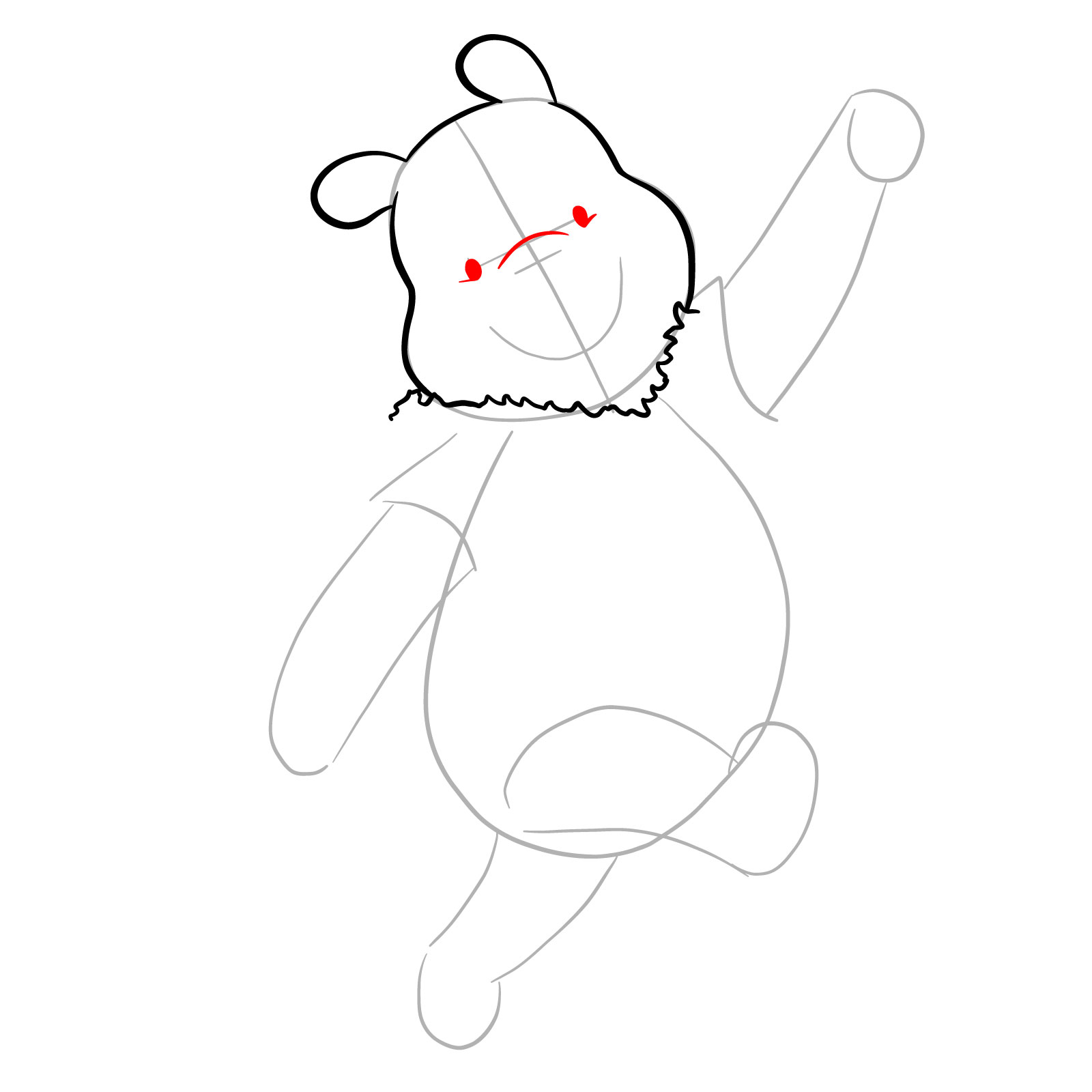 How to draw Winnie-the-Pooh Christmas style - step 07