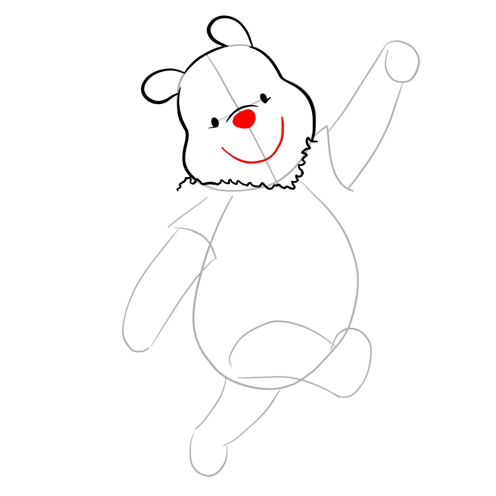 How to draw Winnie-the-Pooh Christmas style - step 08
