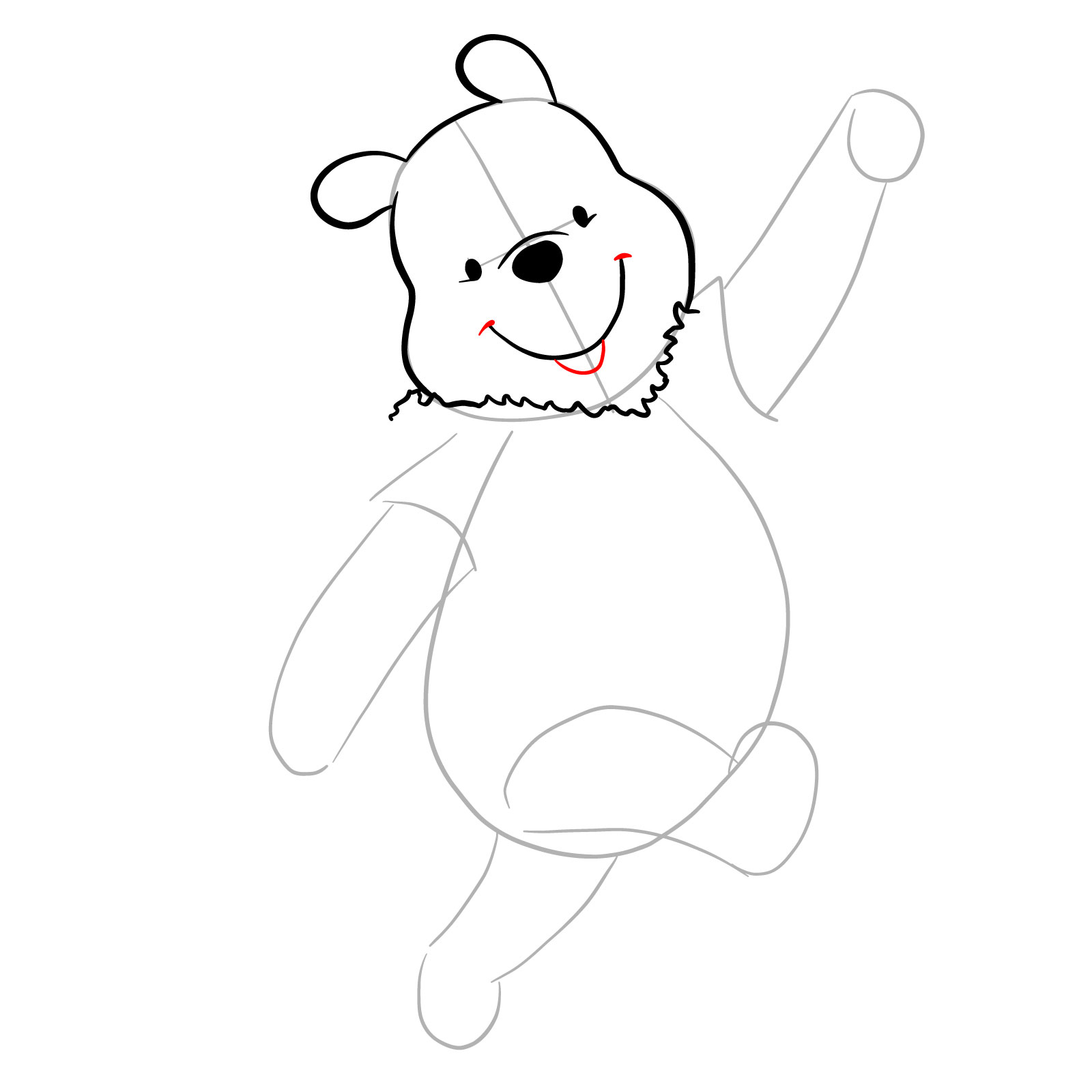 How to draw Winnie-the-Pooh Christmas style - step 09
