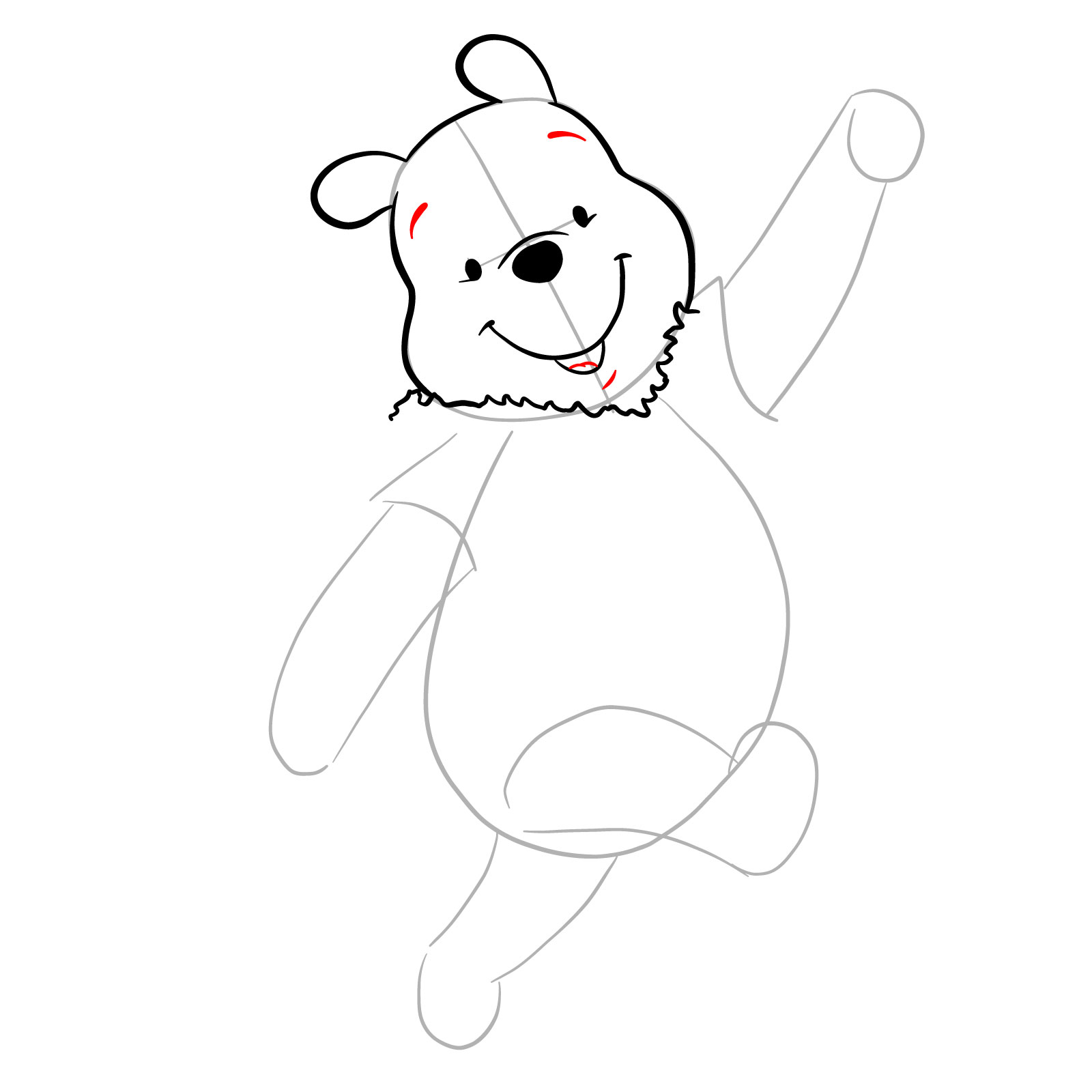 How to draw Winnie-the-Pooh Christmas style - step 10
