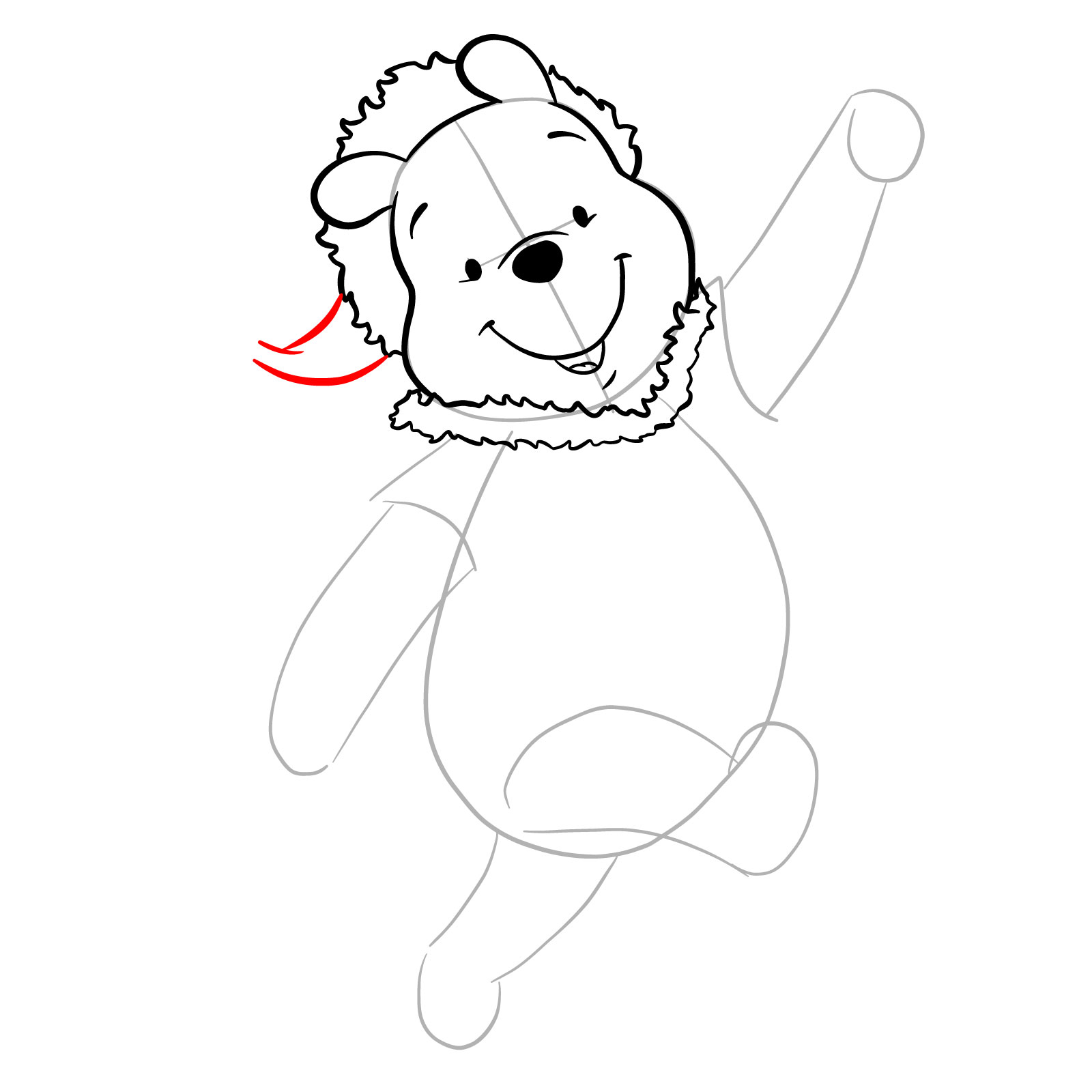 How to draw Winnie-the-Pooh Christmas style - step 13