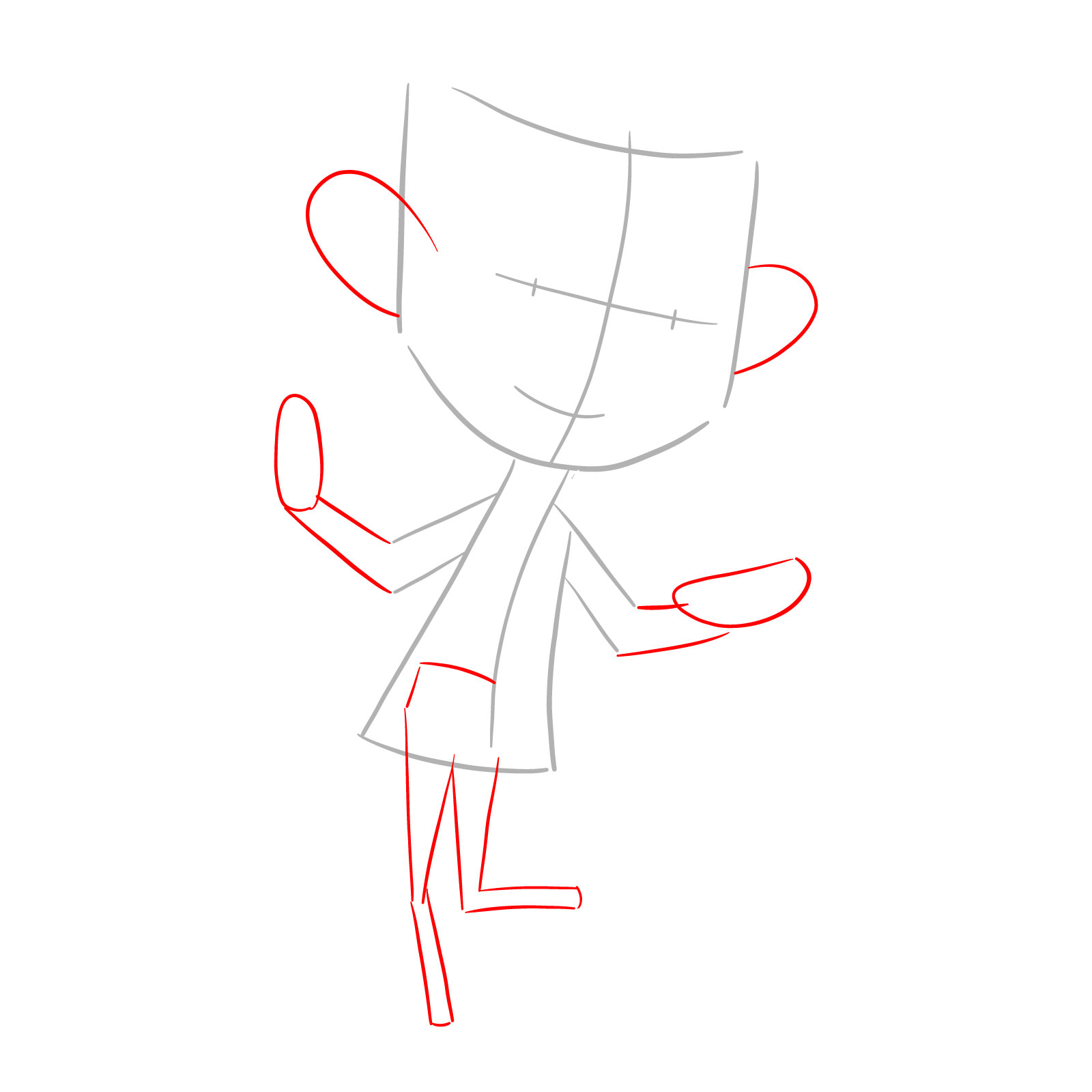 How to draw Santa Mr. Bean - step 02