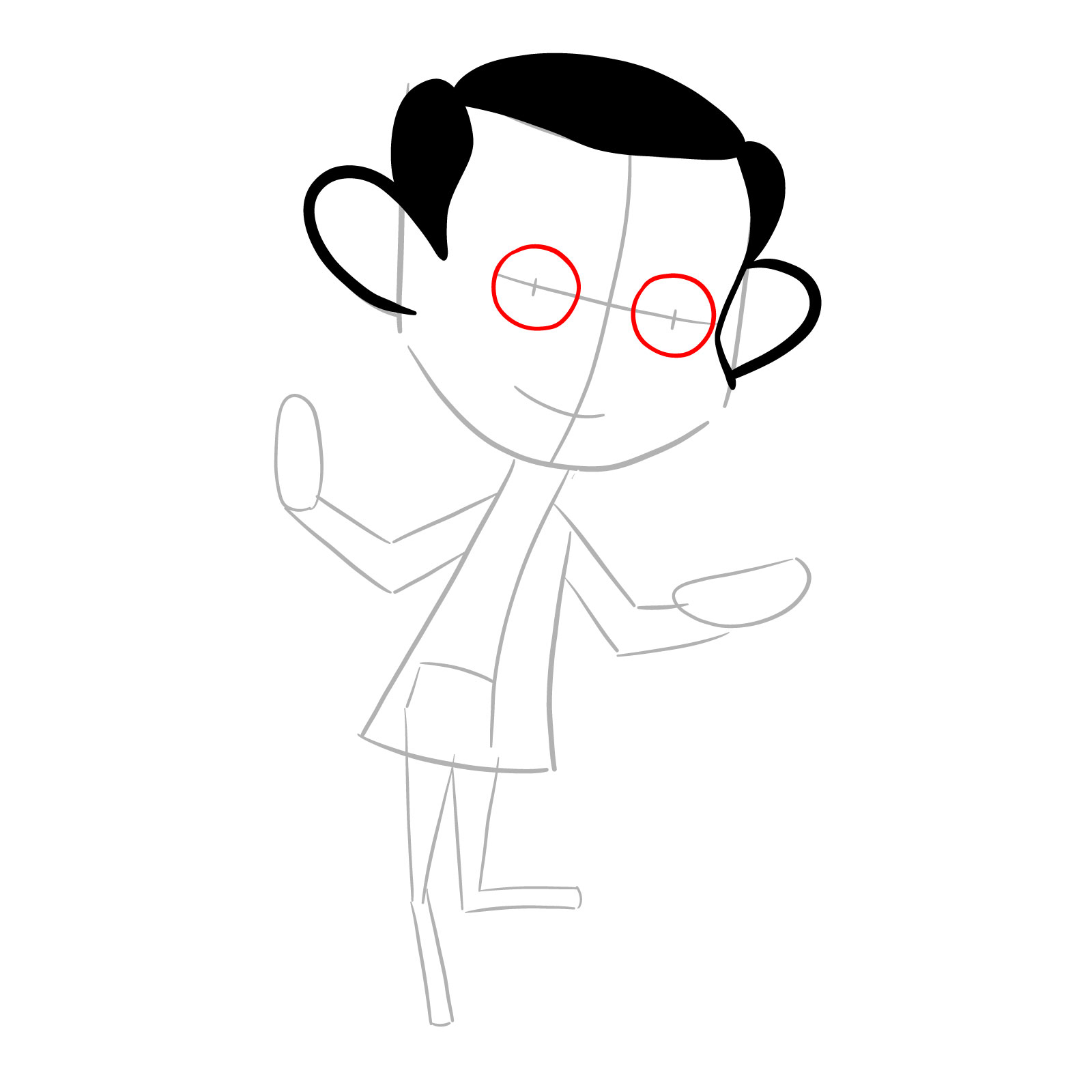 How to draw Santa Mr. Bean - step 07