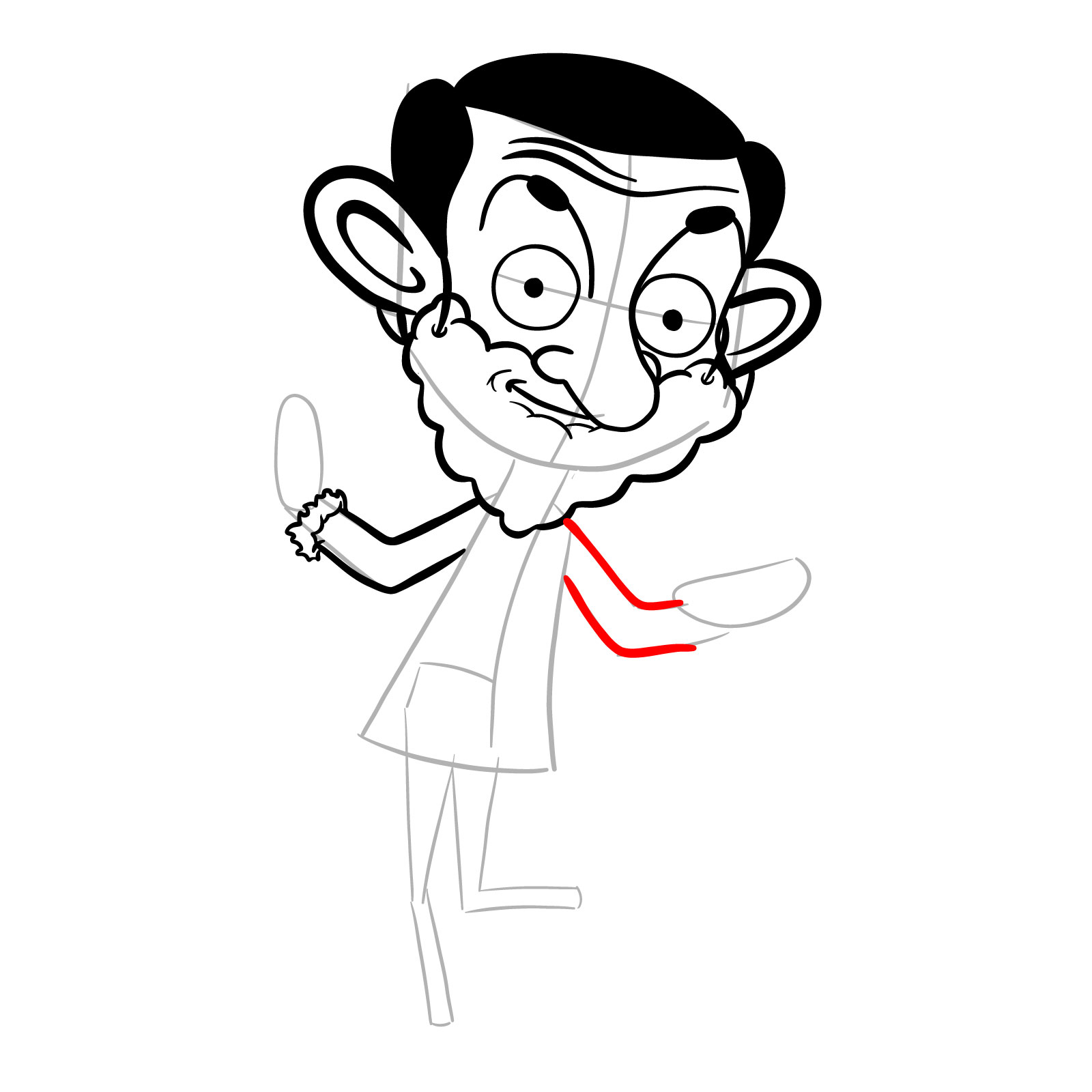 How to draw Santa Mr. Bean - step 16